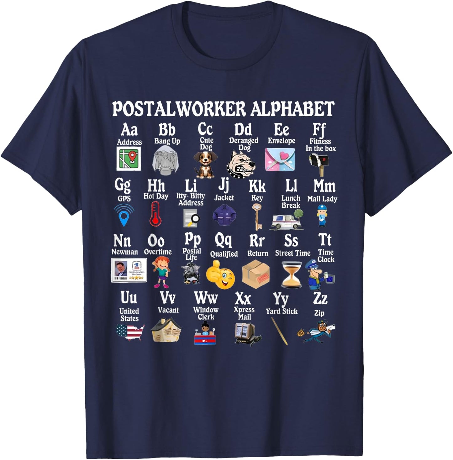 Mailed it Postal Worker Gifts Funny Alphabet Post Office Delivery Mailman T-Shirt - T-Shirt | Navy