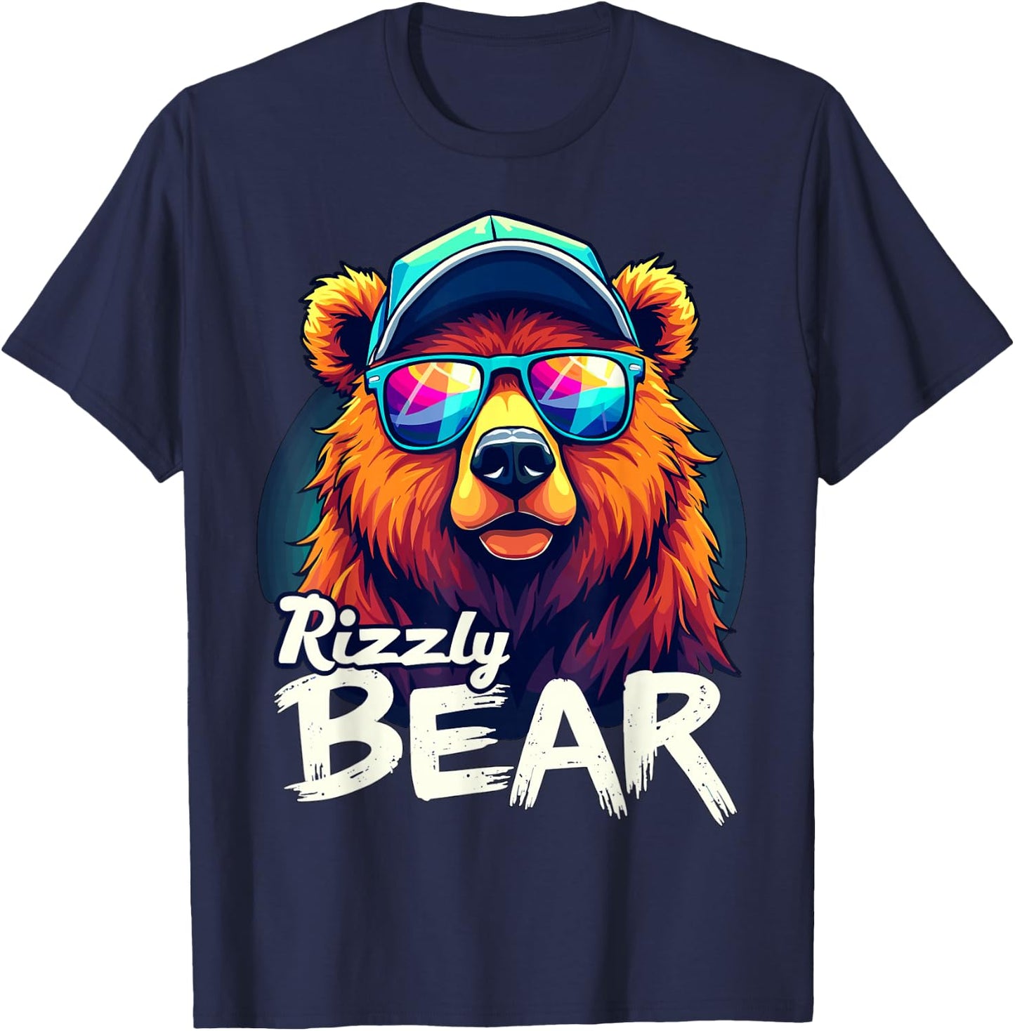 Rizzly Bear Grizzly Bear with Sunglasses T-Shirt - T-Shirt | Navy