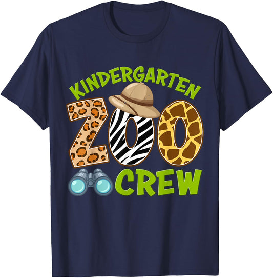 Kindergarten Zoo Crew Back To School Wild Animal Safari Kids T-Shirt - T-Shirt | Navy