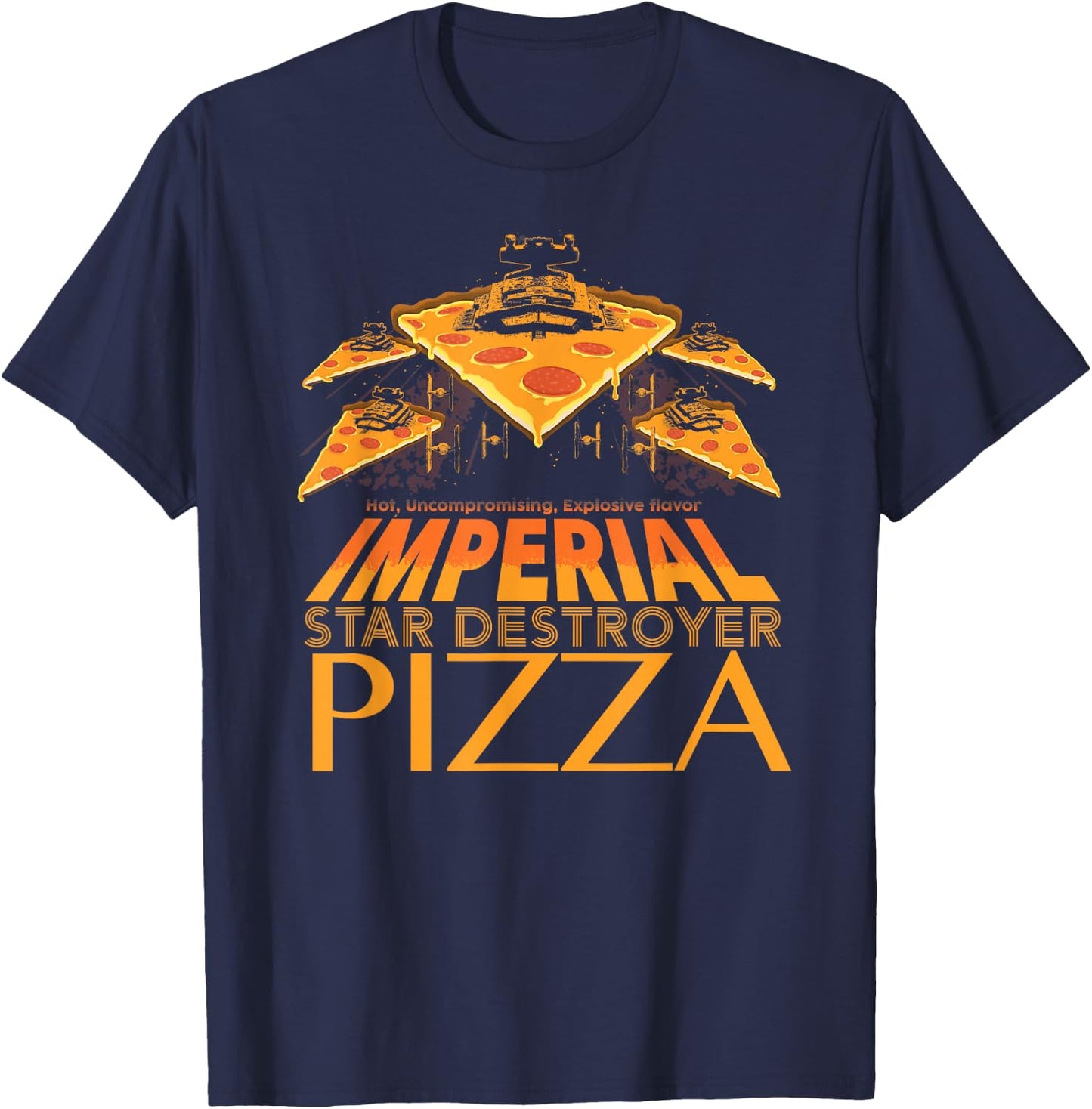 Star Wars Imperial Star Destroyer Pizza T-Shirt - T-Shirt | Navy