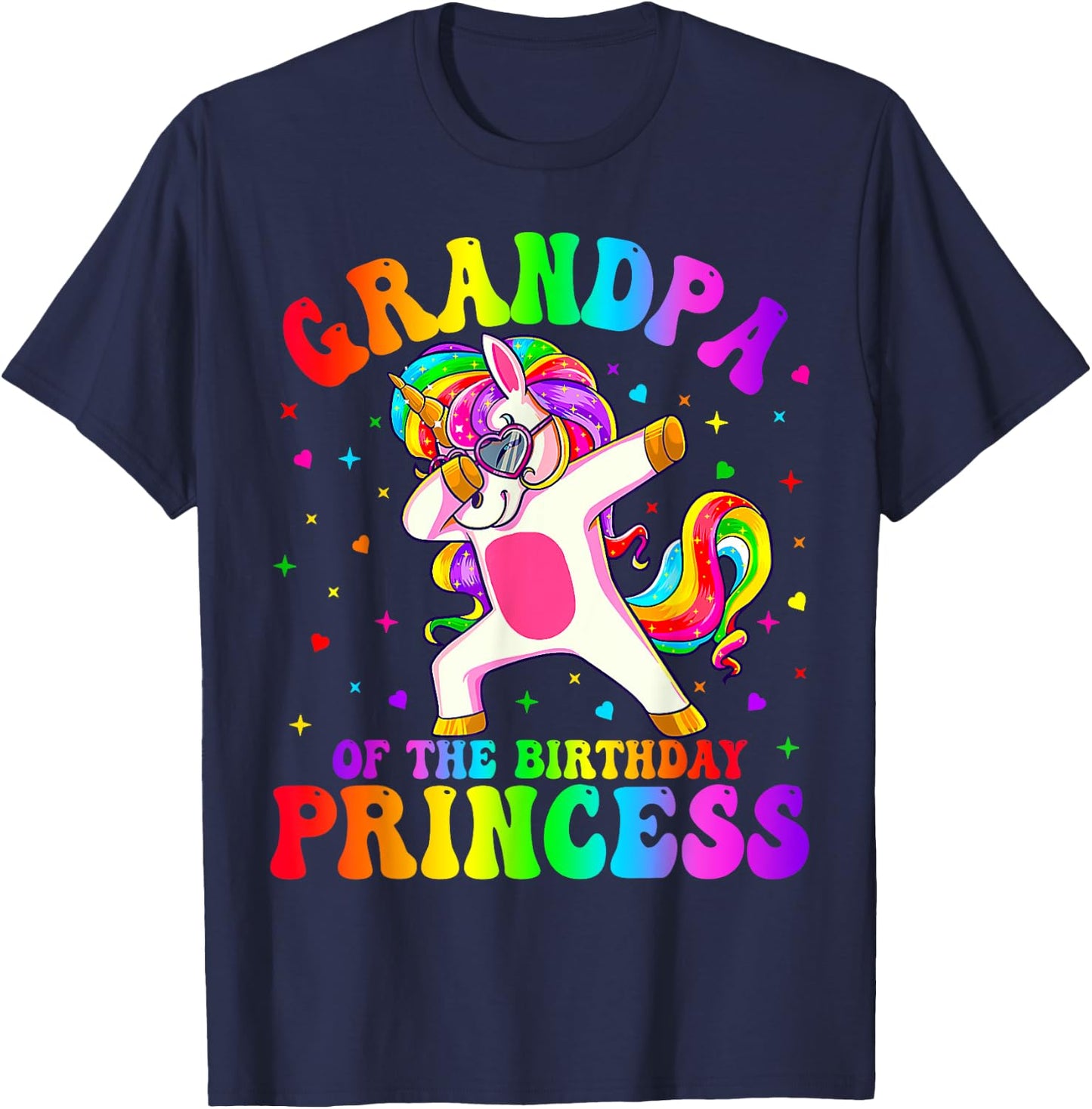 Grandpa of the Birthday Princess Girl Dabbing Unicorn Funny T-Shirt - T-Shirt | Navy