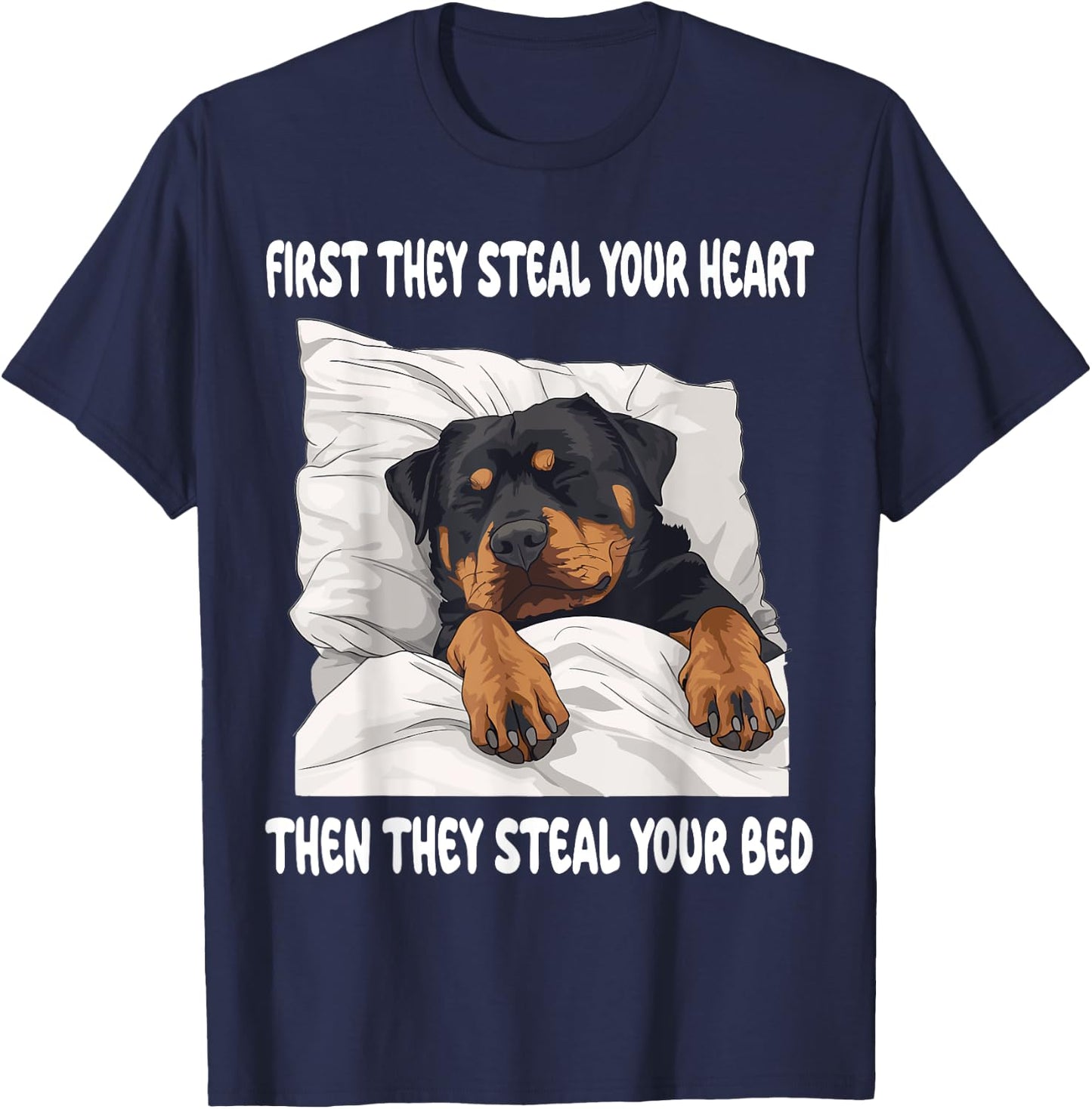 Rottweiler Sleeping Pajamas Nightgown T-Shirt - T-Shirt | Navy