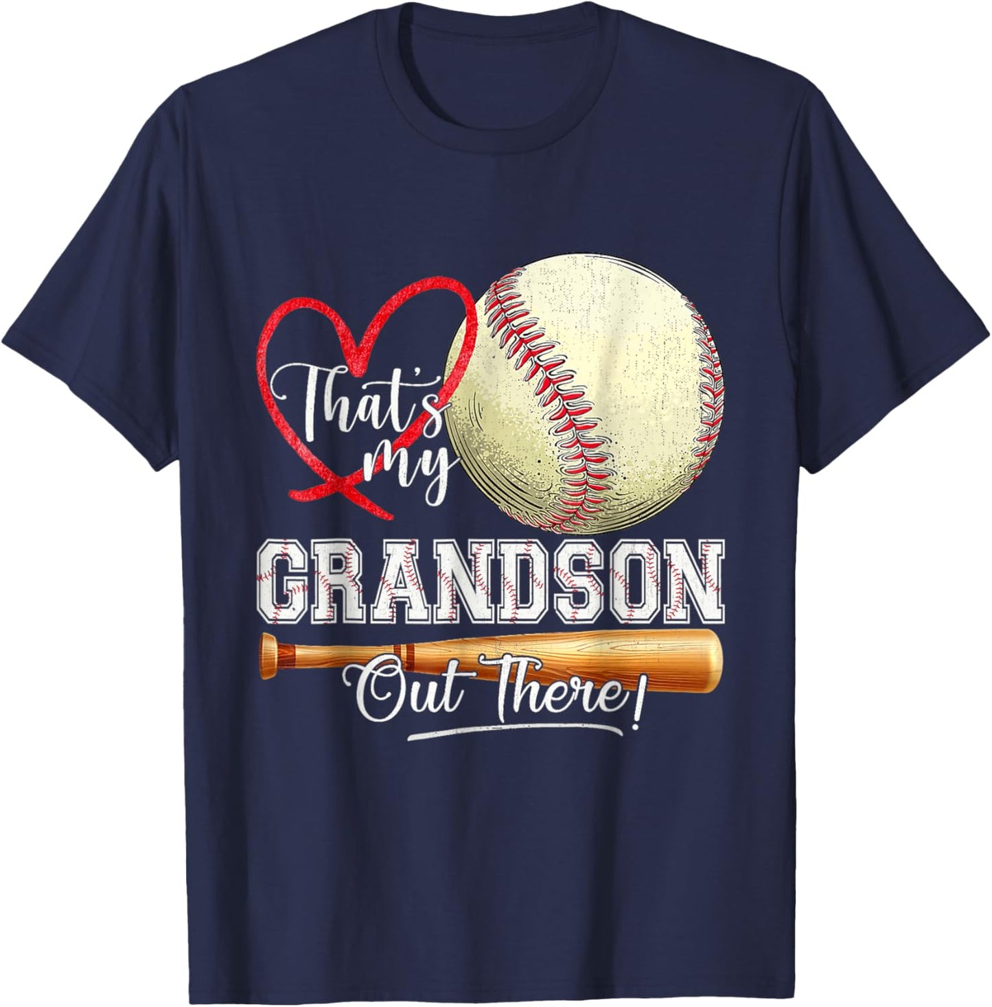 That's My Grandson Out There Baseball Grandma Mother's Day T-Shirt - T-Shirt | Navy