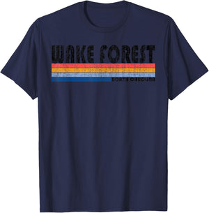 Vintage 1980s Style Wake Forest, NC T-Shirt - T-Shirt | Navy