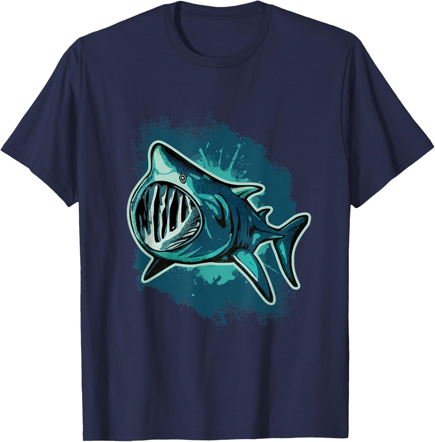 Ferocious Shark Art - Ocean Predator Basking Shark T-Shirt - T-Shirt | Navy