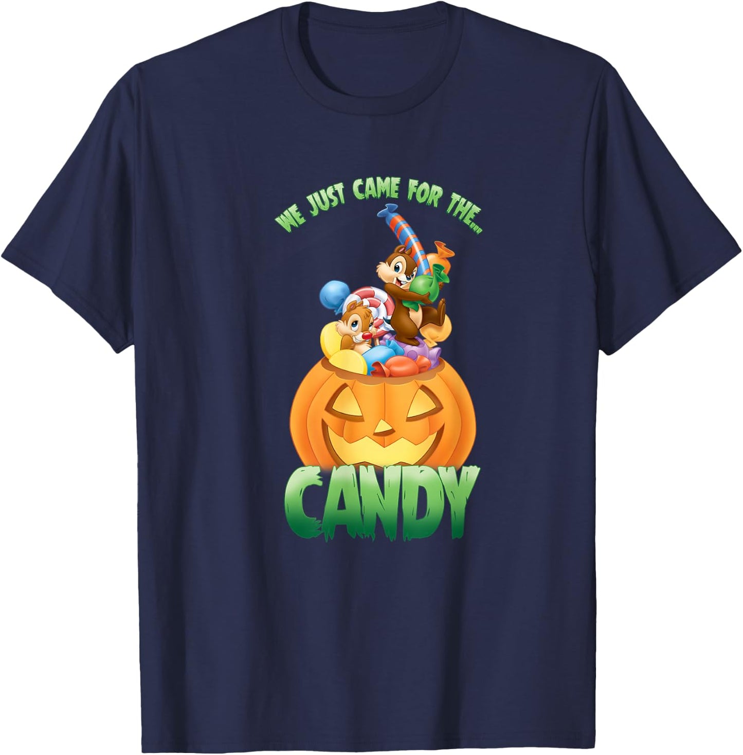 Disney Chip 'n' Dale Rescue Rangers Halloween Pumpkin Candy T-Shirt - T-Shirt | Navy