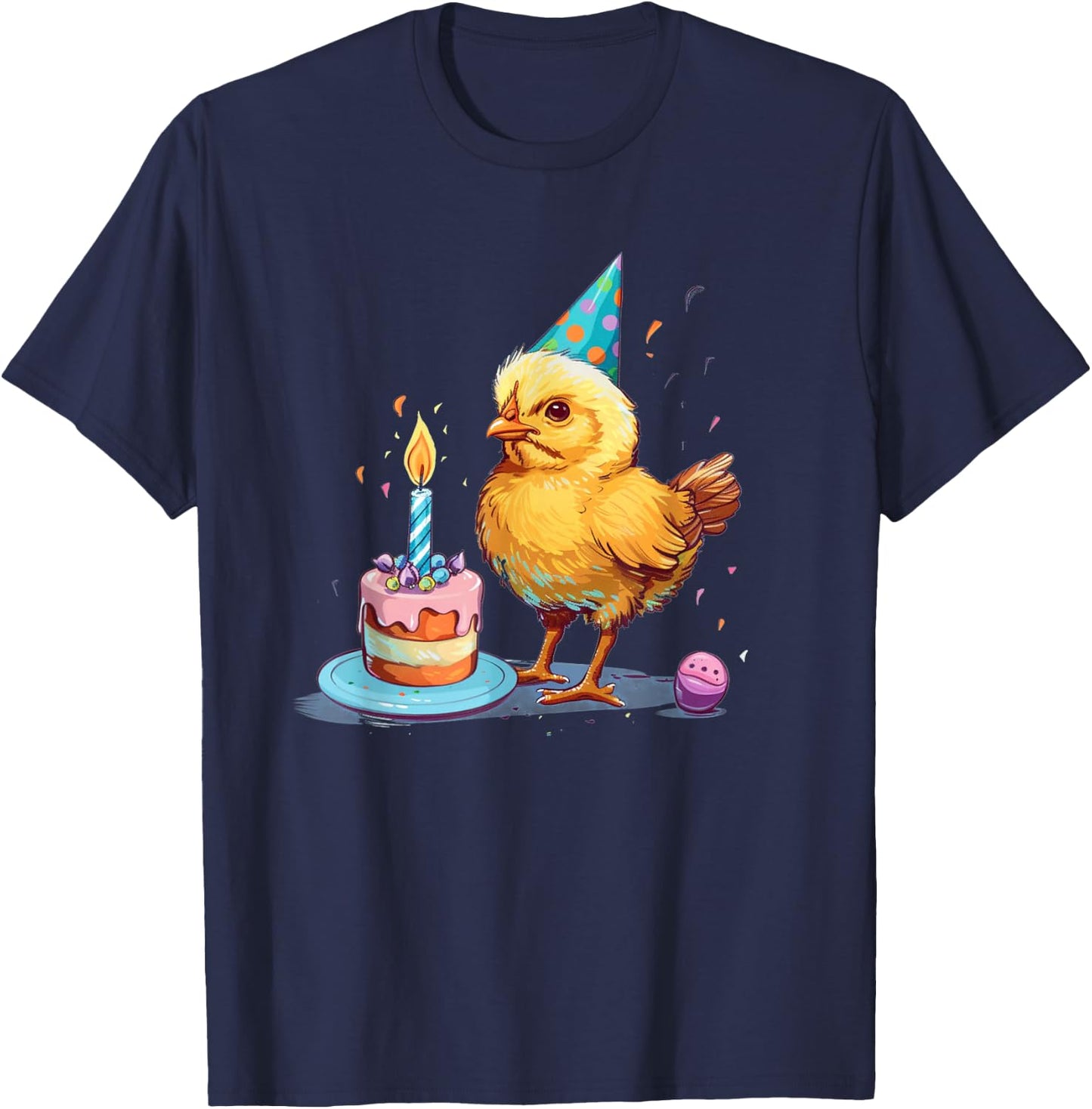 Birthday Kid Chick Costume for Cake, Party Hat and Poultry T-Shirt - T-Shirt | Navy