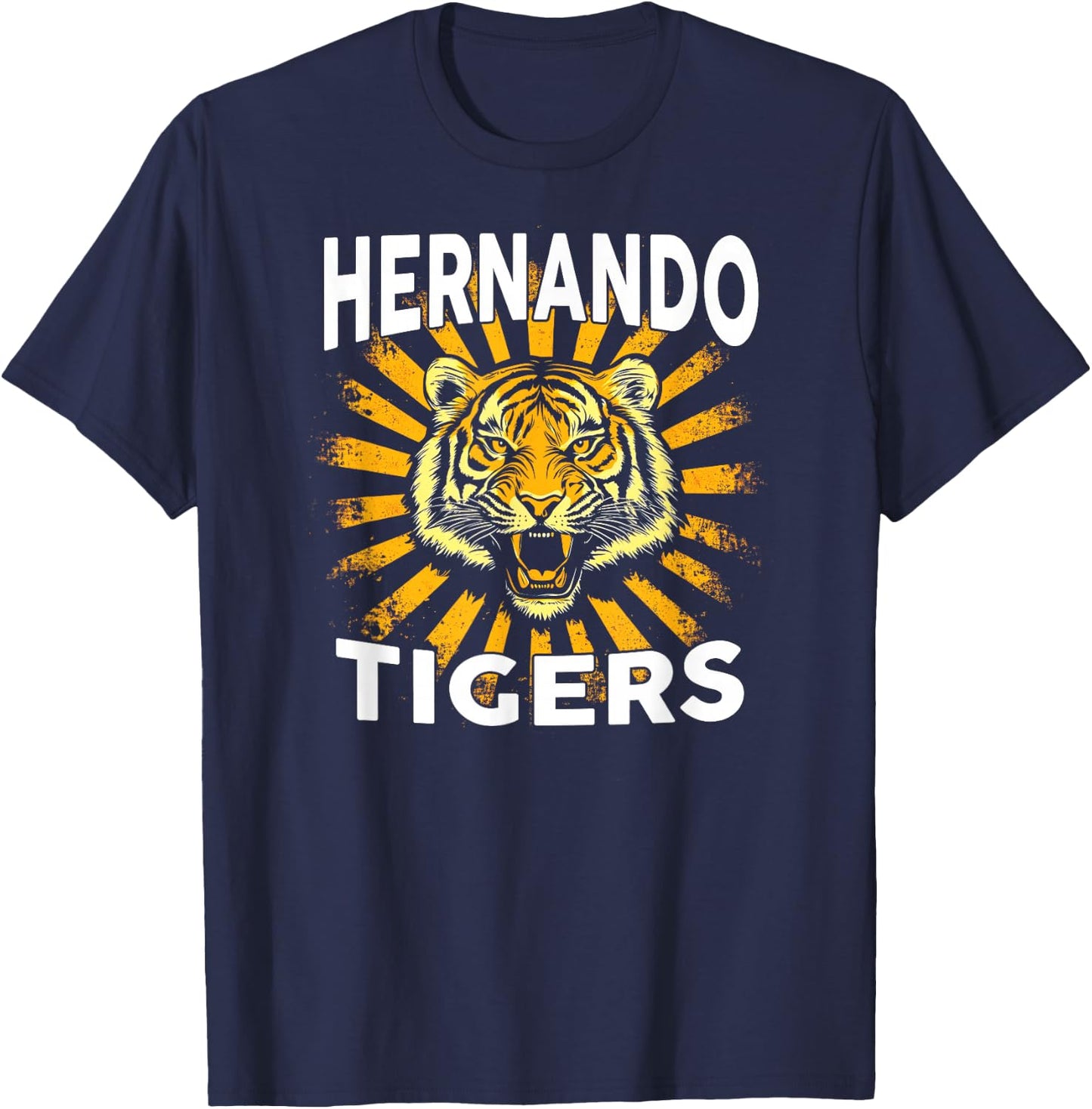 Hernando Tigers Vintage Graphic Design Cool Retro Tiger T-Shirt - T-Shirt | Navy