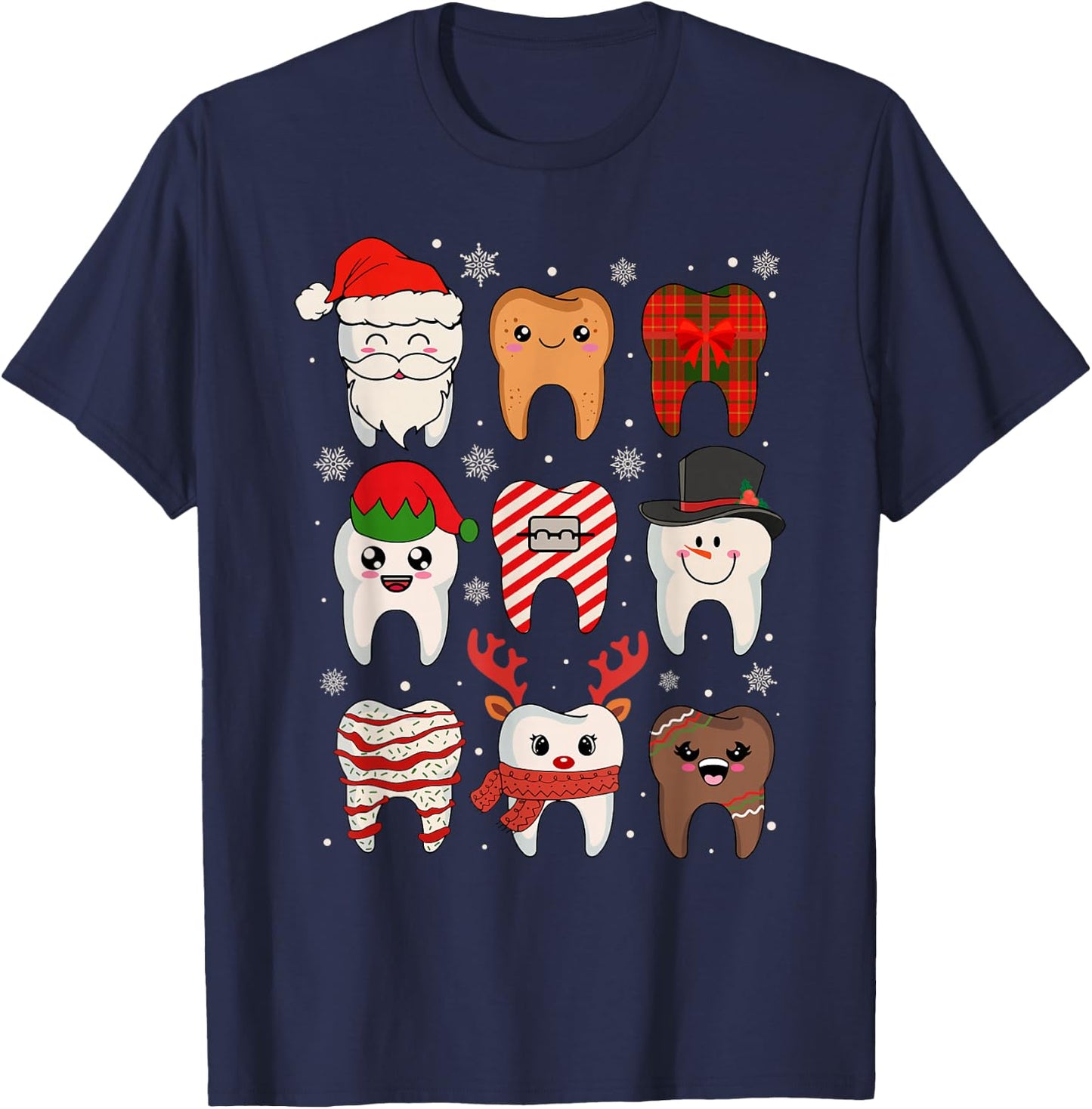 Funny Dental Christmas Teeth Cute Xmas Dentist Squad Crew T-Shirt - T-Shirt | Navy