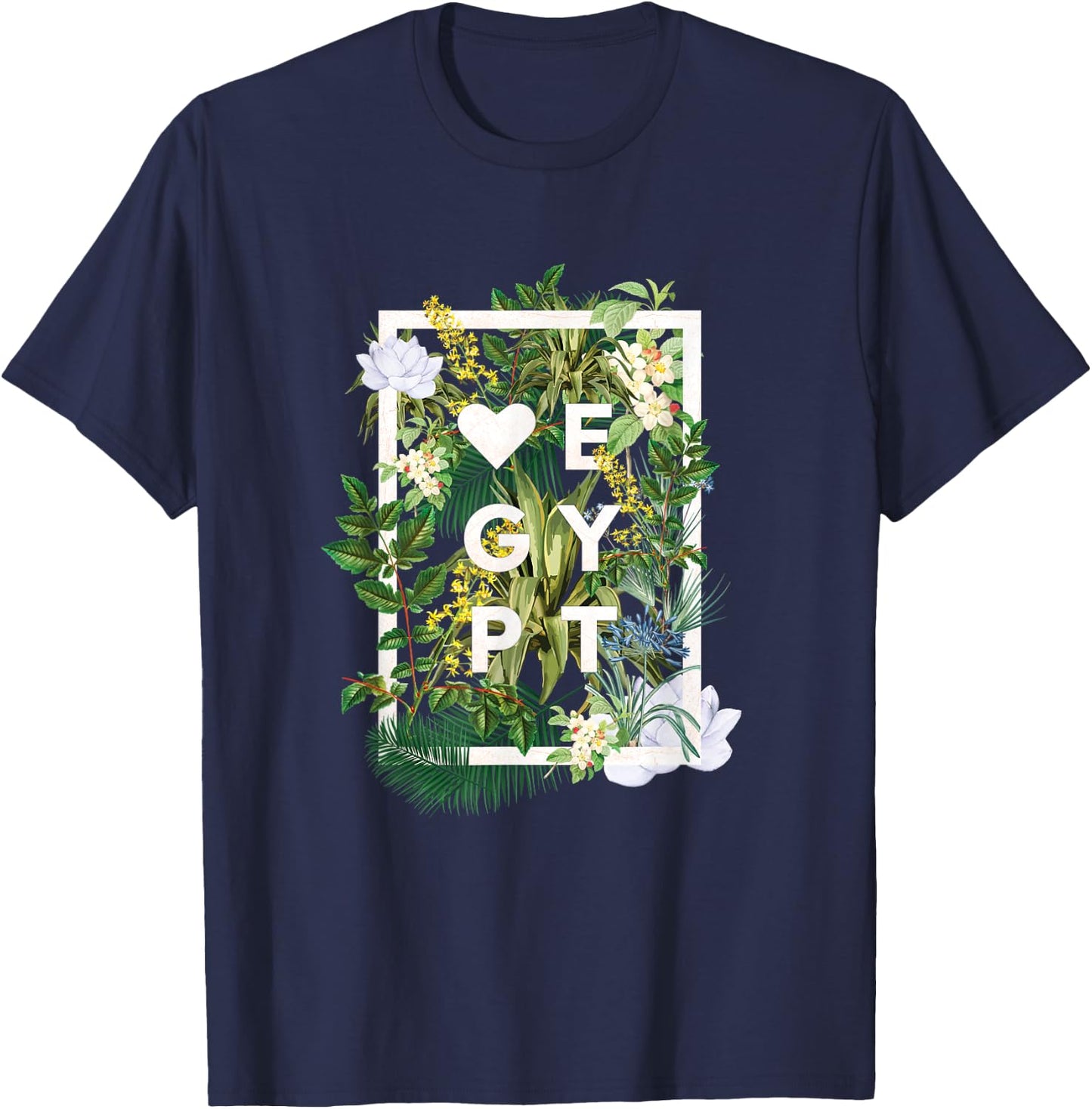 Flowers of Egypt Word Art - Egyptian Pride T-Shirt - T-Shirt | Navy