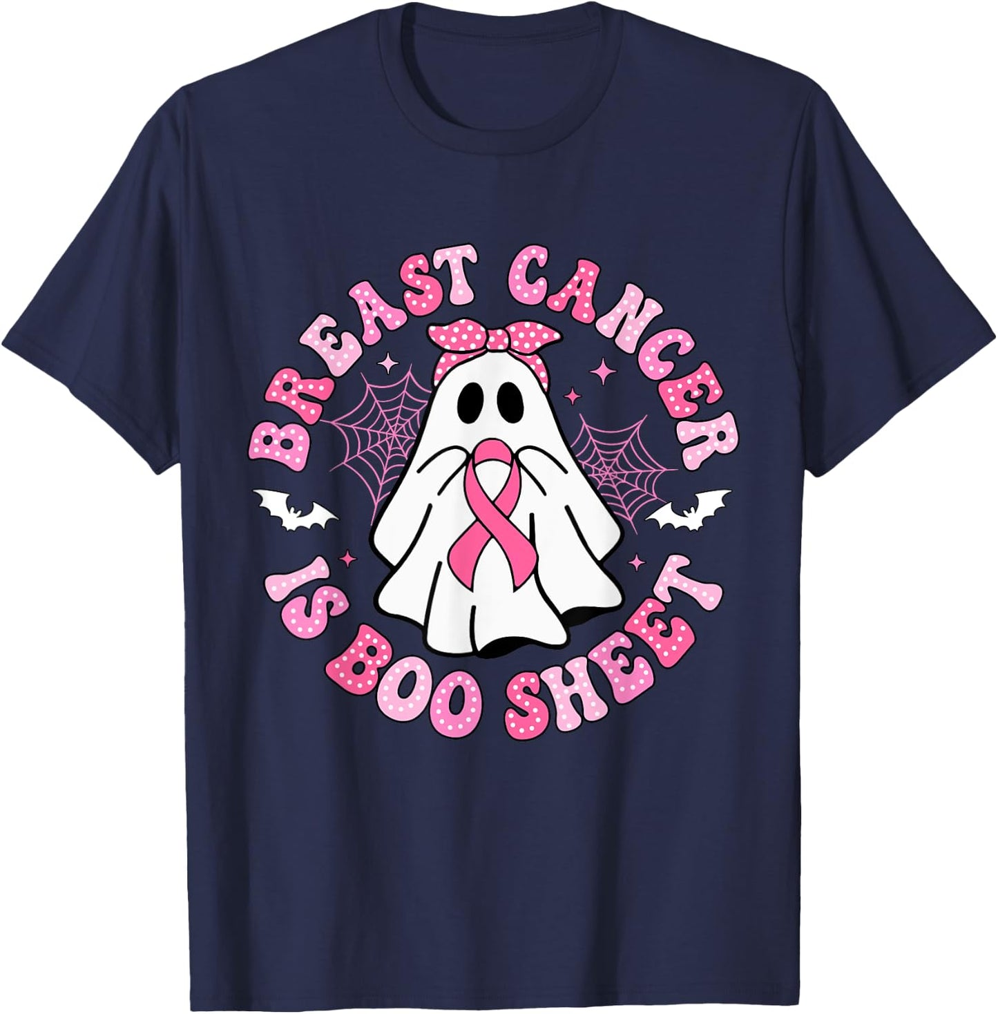 Breast Cancer Is Boo Sheet Halloween Breast Cancer Awareness T-Shirt - T-Shirt | Navy