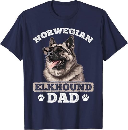 Norwegian Elkhound Dog Breed Norwegian Elkhound Dad Men Women Girls Kids T-Shirt - T-Shirt | Navy