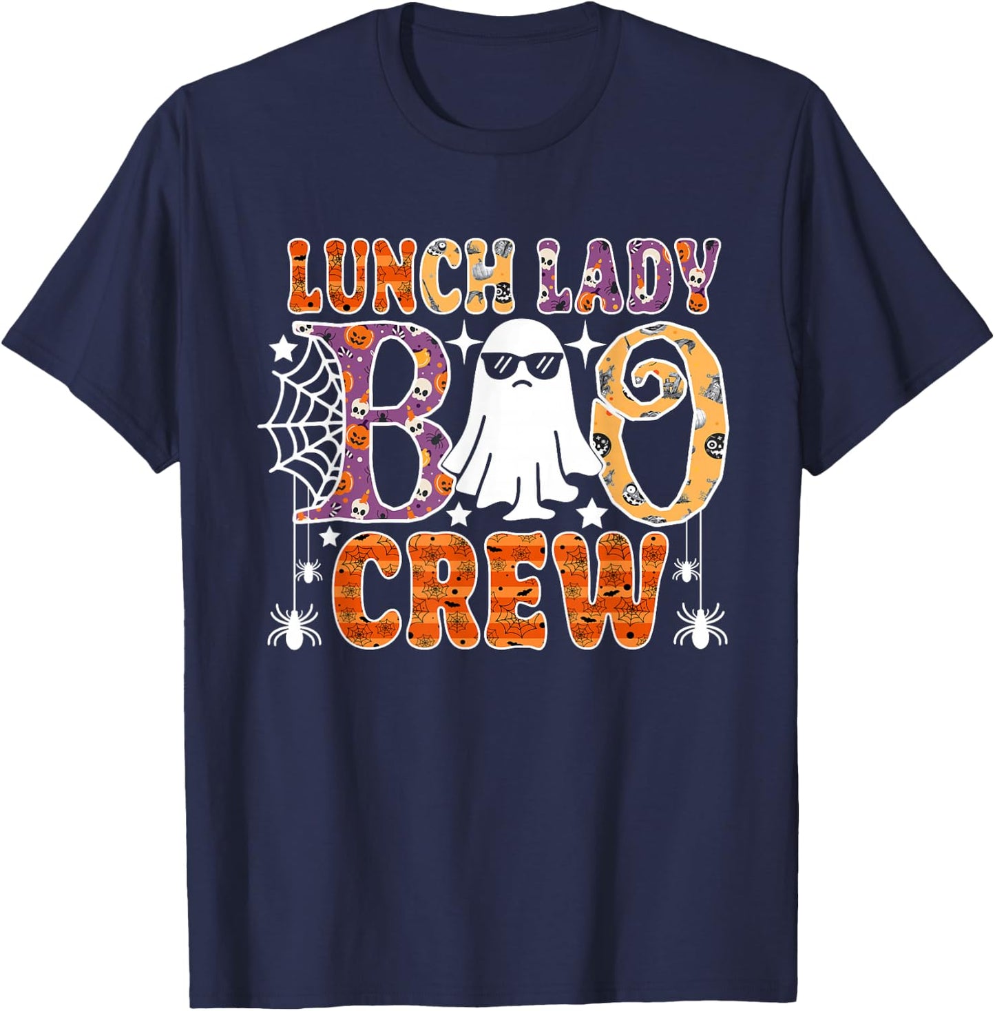 Lunch Lady Boo Crew Cute Ghost Halloween Costume T-Shirt - T-Shirt | Navy