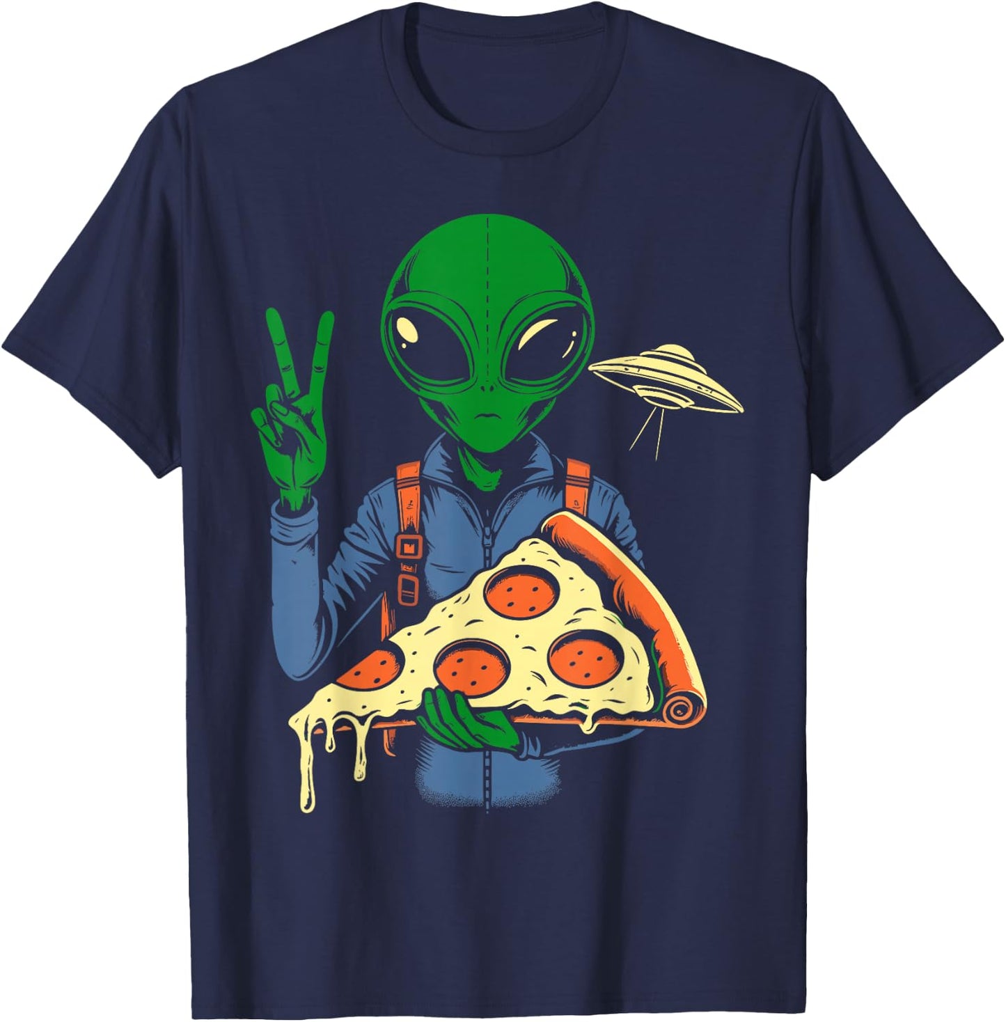 Alien pizza T-Shirt - T-Shirt | Navy