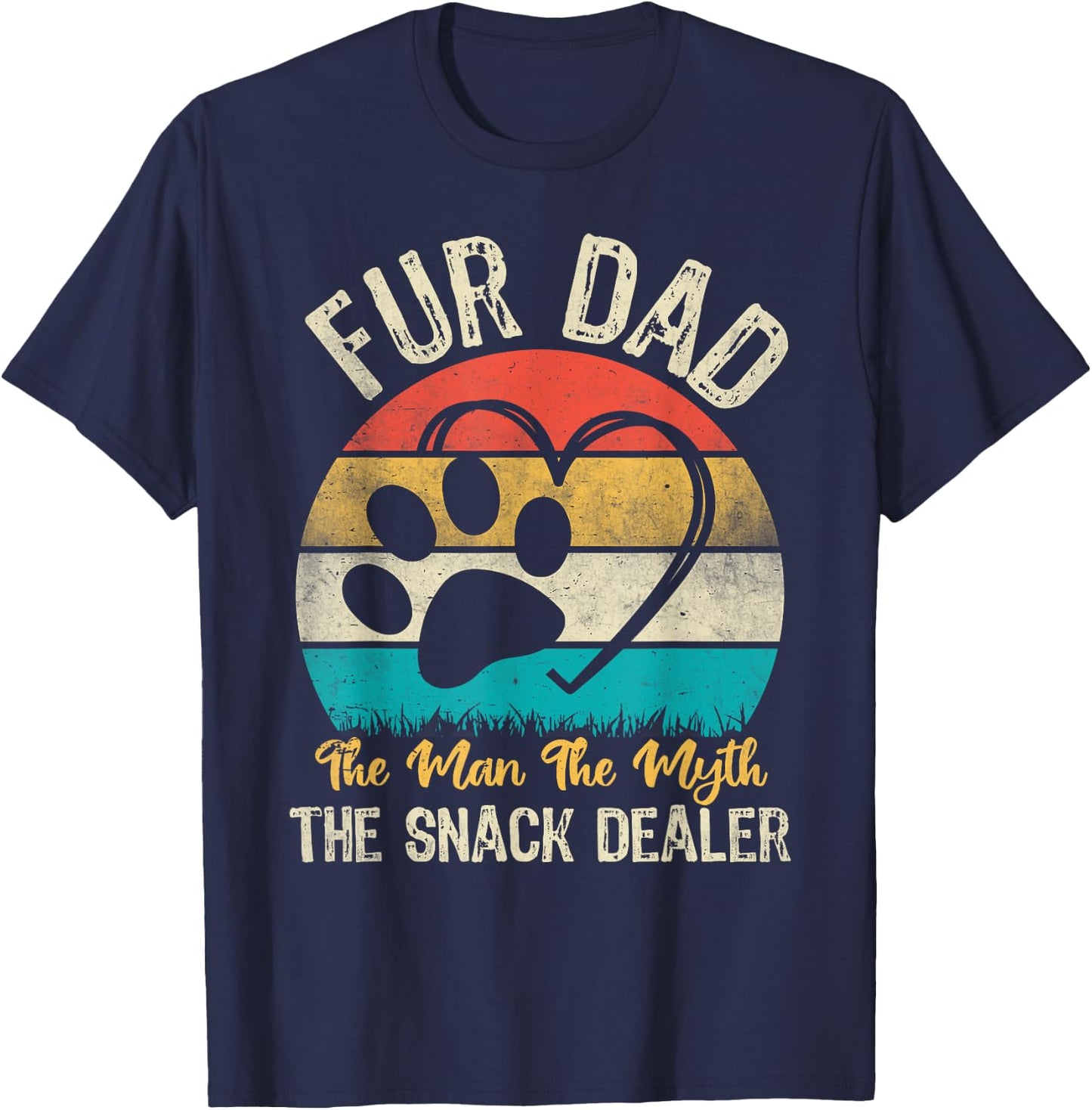 Retro Fur Dad The Man The Myth The Snack Dealer Dog Dad T-Shirt - T-Shirt | Navy
