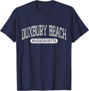 Vintage Duxbury Beach Park Massachusetts Retro Beach Classic T-Shirt - T-Shirt | Navy