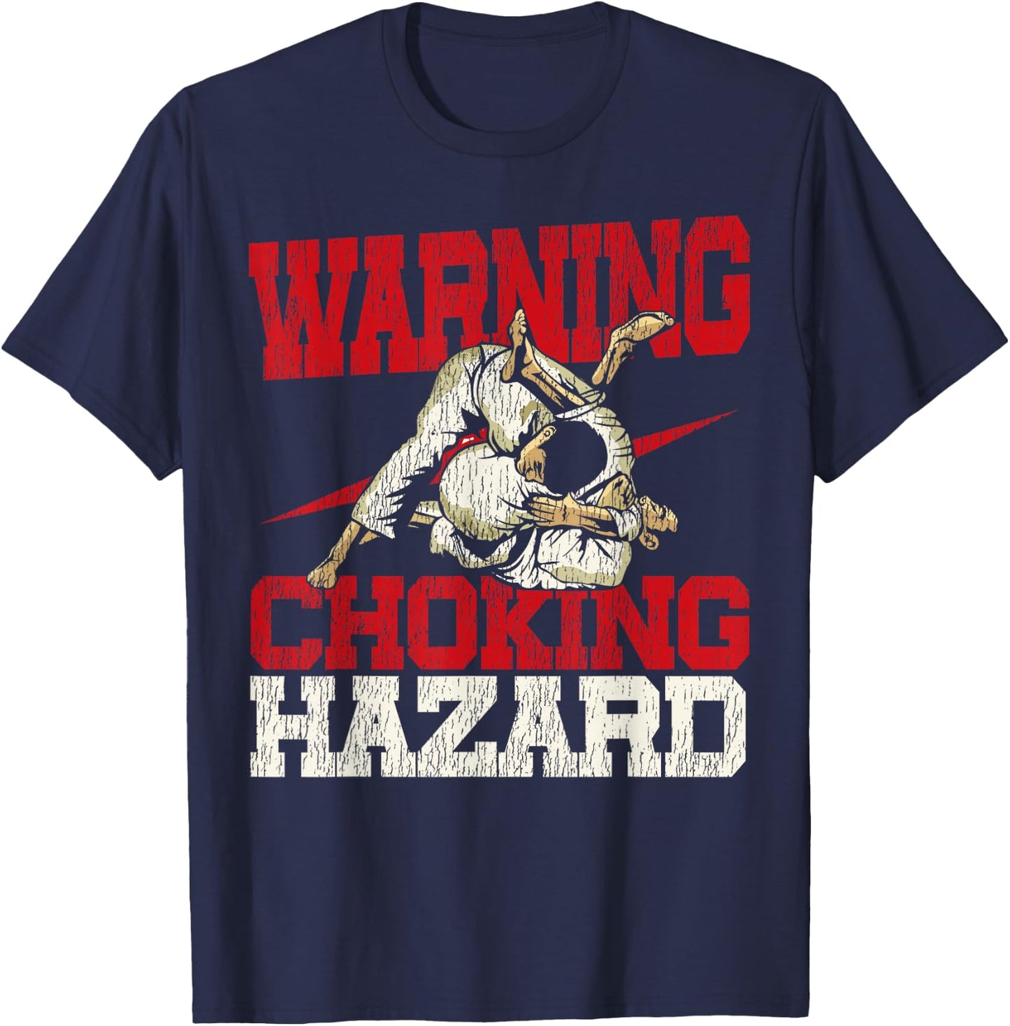 Jiu Jitsu Vintage Warning Choking Hazard T-Shirt - T-Shirt | Navy
