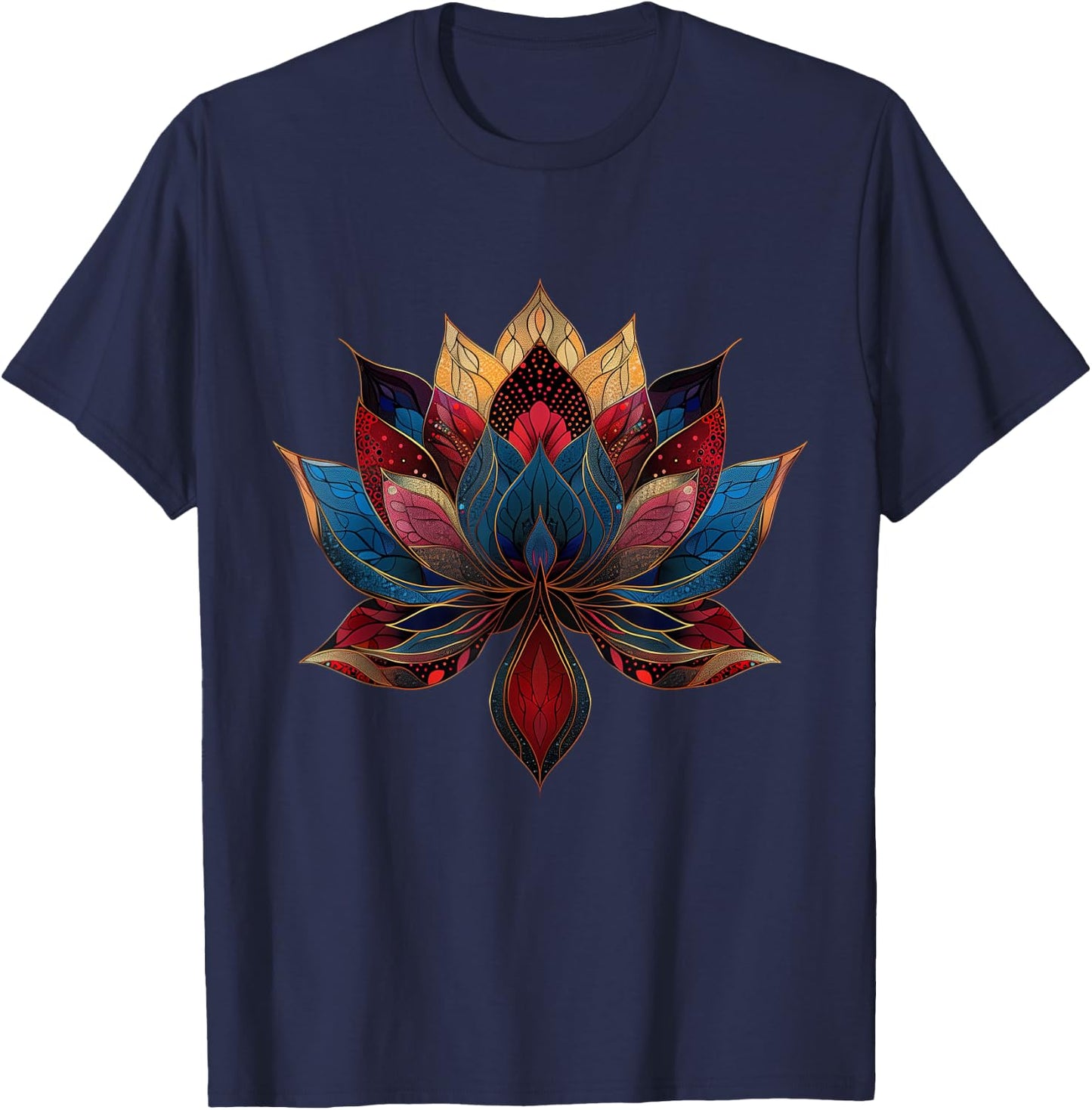 Lotus Flower Vintage Japanese Zen Buddhism Yoga T-Shirt - T-Shirt | Navy