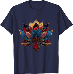 Lotus Flower Vintage Japanese Zen Buddhism Yoga T-Shirt - T-Shirt | Navy