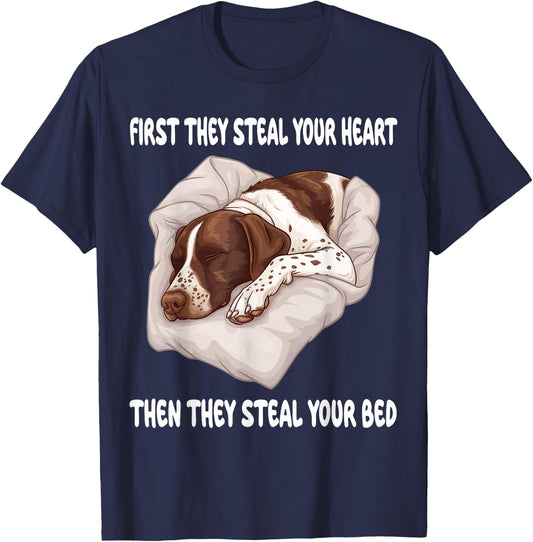 German Shorthaired Pointer Sleeping Pajamas Nightgown T-Shirt - T-Shirt | Navy