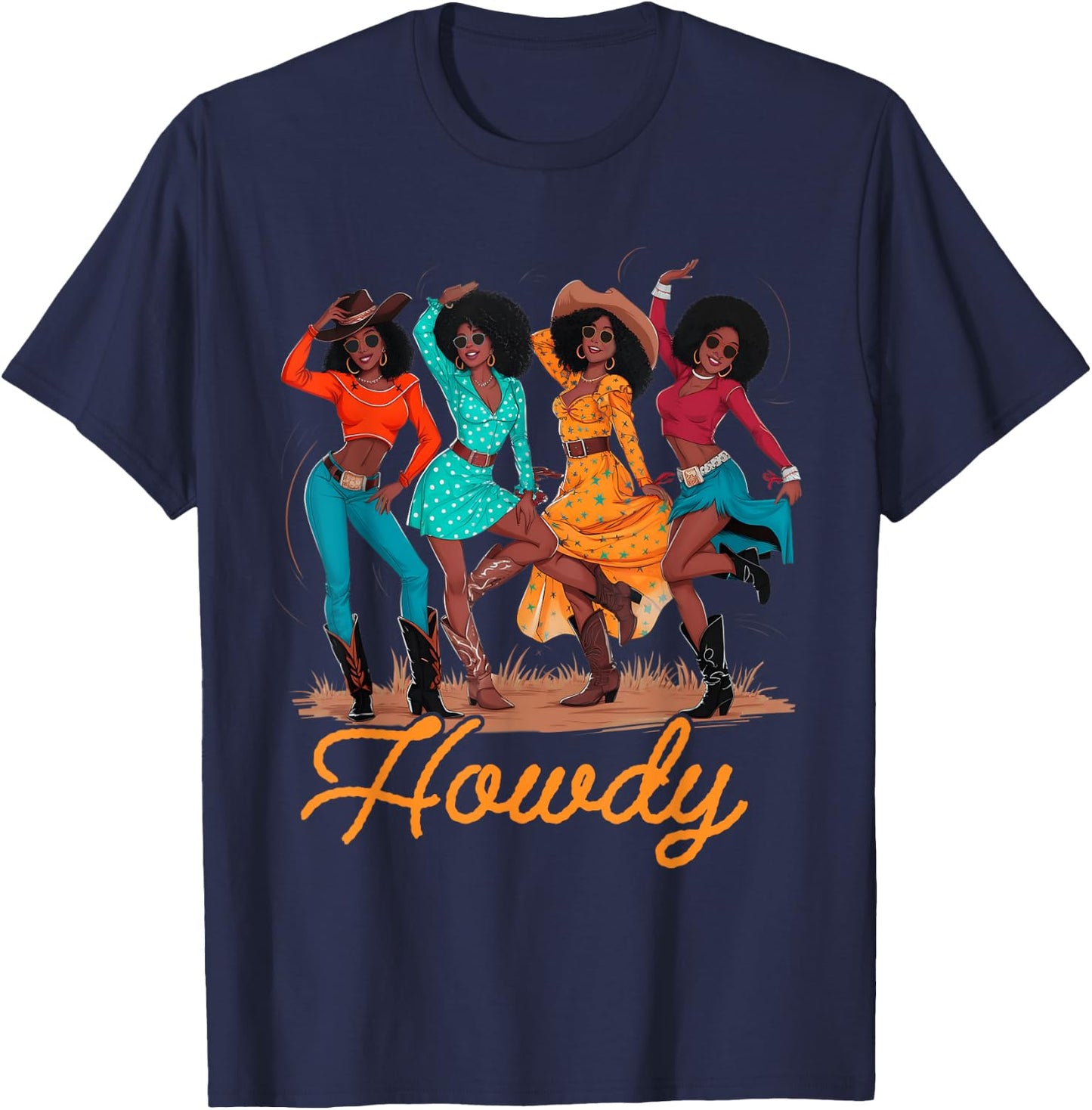 Black Cowgirls Line Dance Western Rodeo Country Music Texas T-Shirt - T-Shirt | Navy