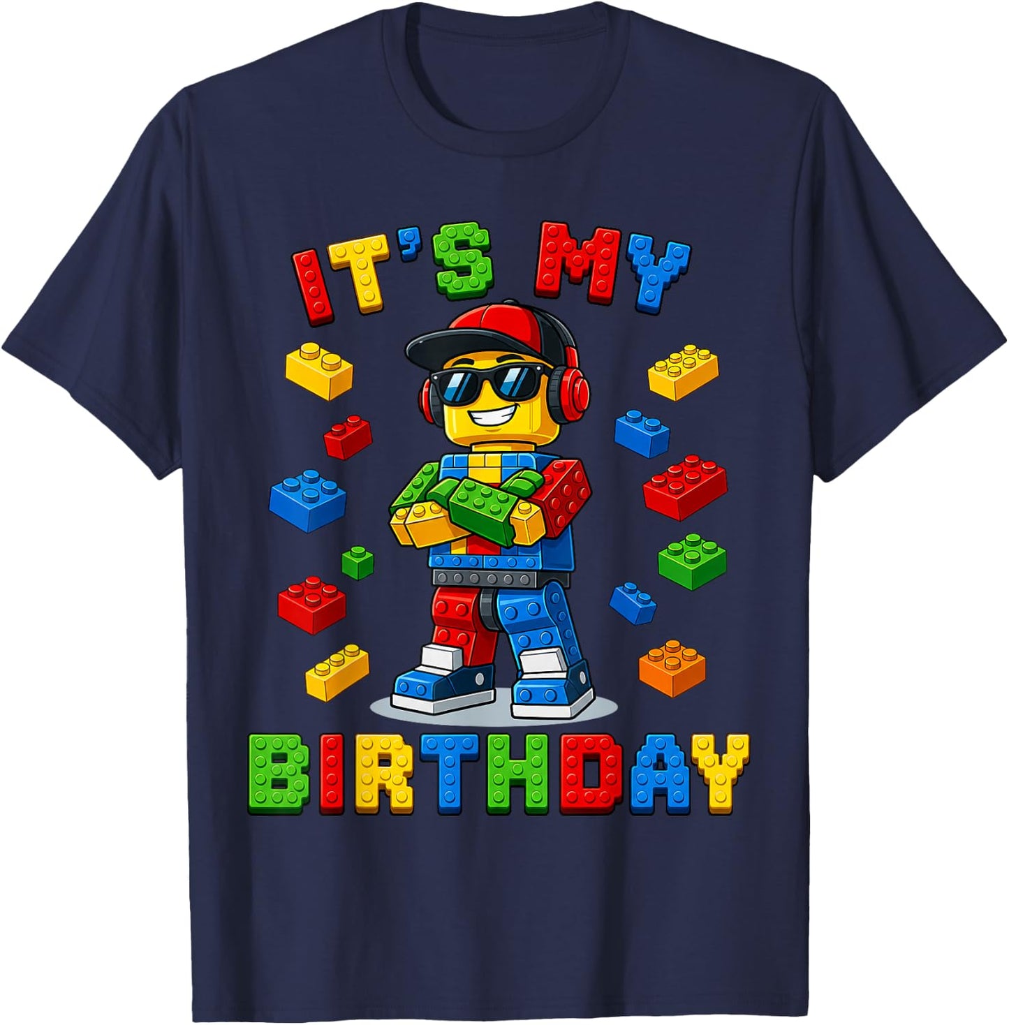 Cute It's My Birthday Building Kids Birthday Boy Party T-Shirt - T-Shirt | Navy