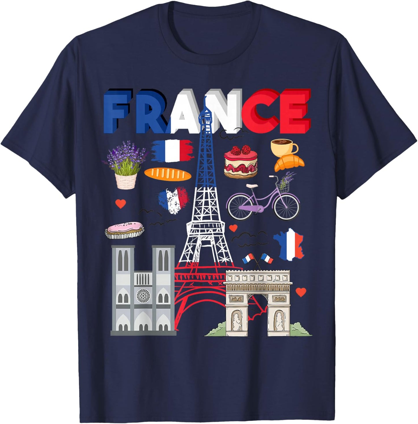 France Flag Outfit Idea For Kids French Flag & Lavender T-Shirt - T-Shirt | Navy