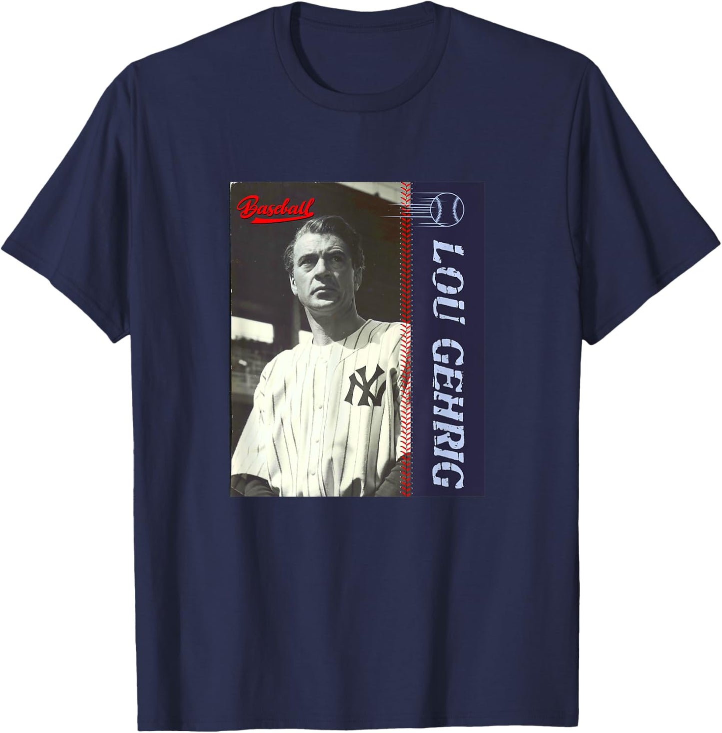 Lou Gehrig_Baseball_001 T-Shirt - T-Shirt | Navy