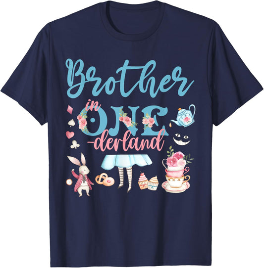 Brother Of The Birthday Girl - Brother In Onderland Family T-Shirt - T-Shirt | Navy