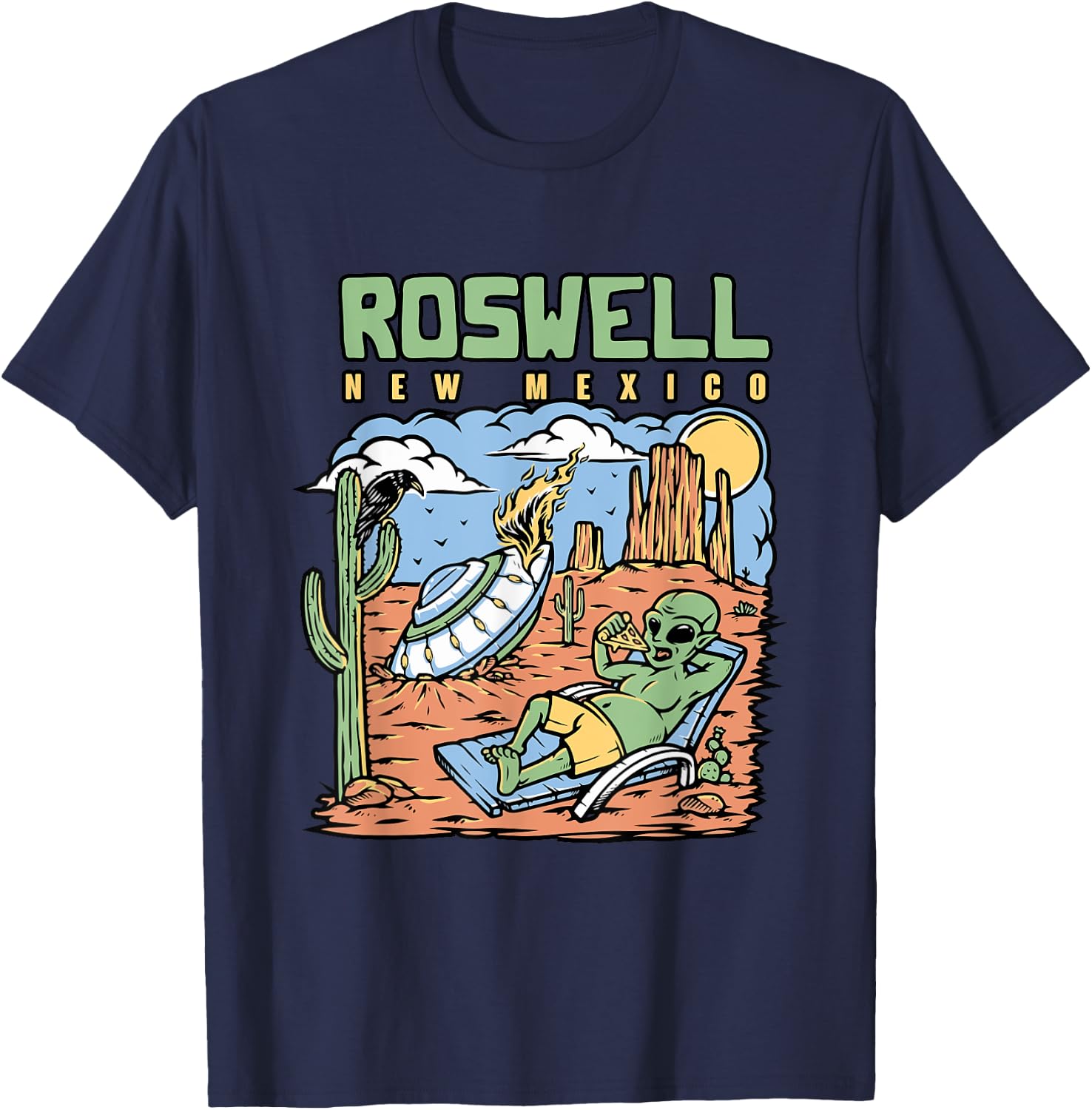 Funny Alien Vacation In Roswell New Mexico Desert T-Shirt - T-Shirt | Navy