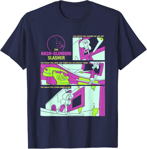SpongeBob SquarePants The Hash-Slinging Slasher Signs Panels T-Shirt - T-Shirt | Navy
