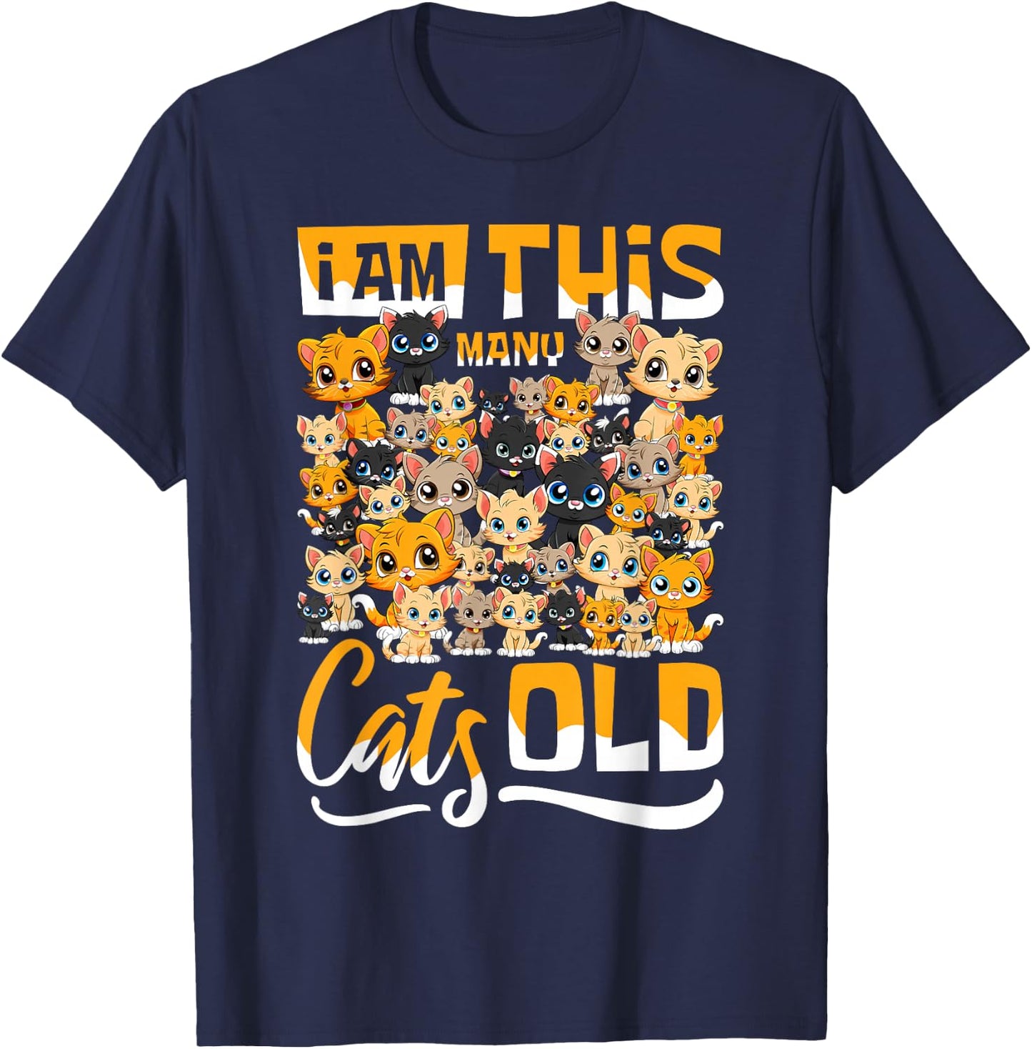 Fortieth Birthday - 40th Forty Years Old Birthday 40 Cats T-Shirt - T-Shirt | Navy