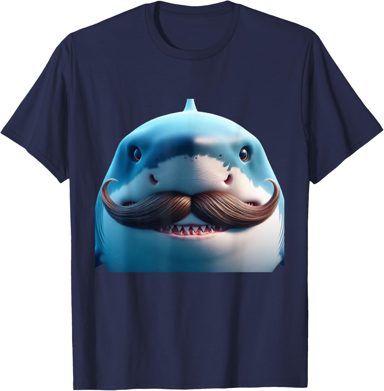 Stupid Mustache Shark for Animals and Marine Fish Lovers T-Shirt - T-Shirt | Navy