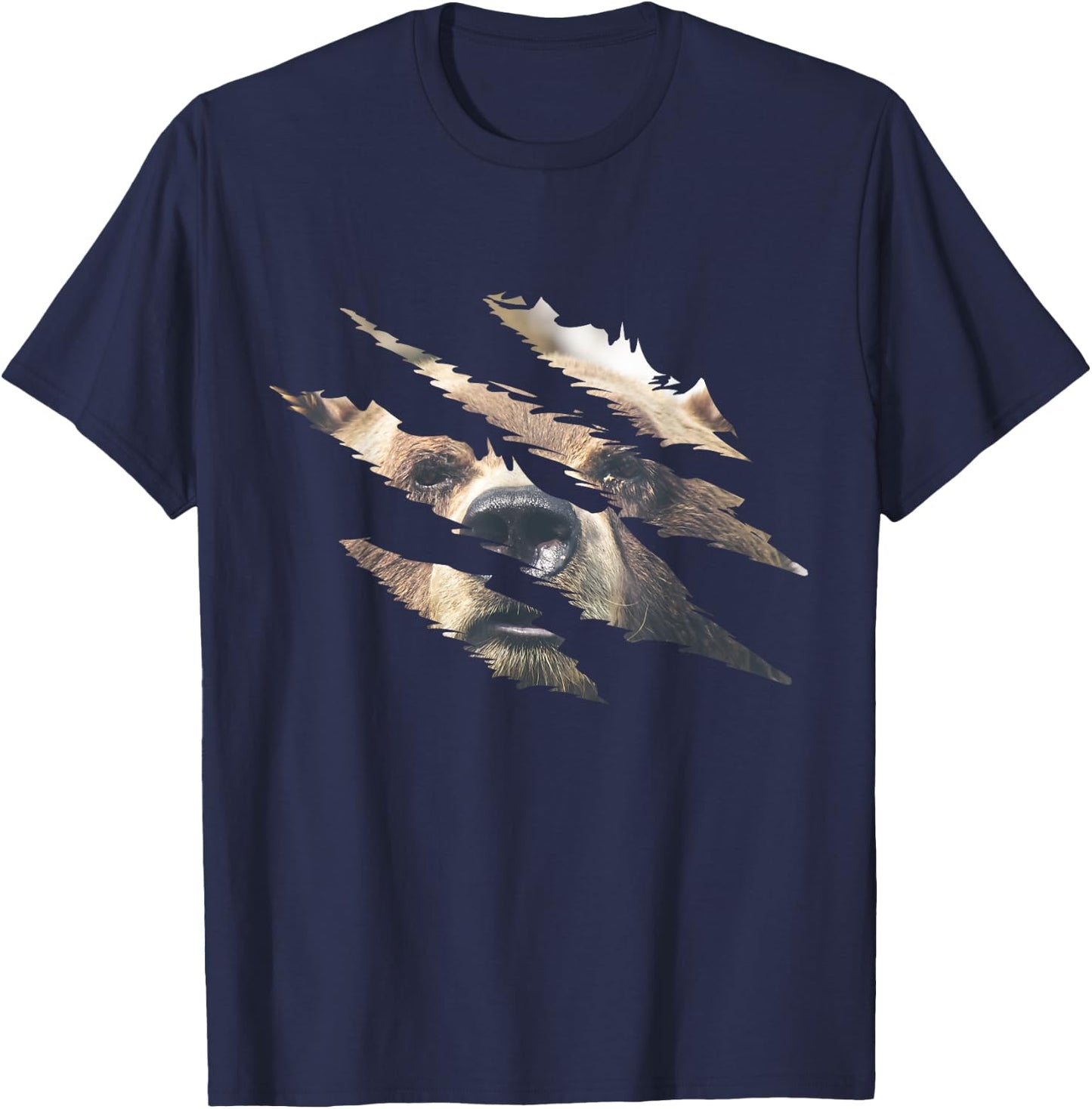 Grizzly Bear Head Claw Effect Bear Slash Claw Bear Lover T-Shirt - T-Shirt | Navy