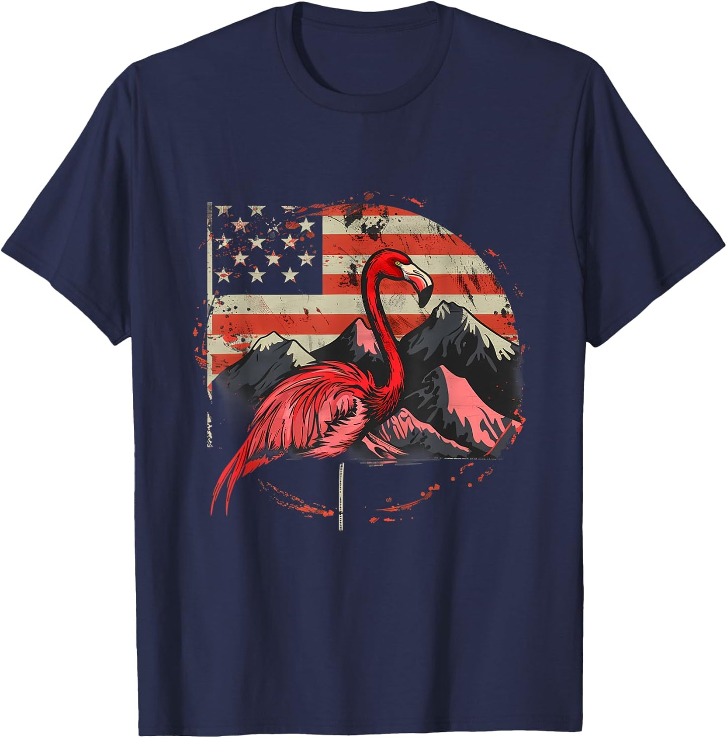 4th Of July American Flag Flamingo Fourth Of July USA T-Shirt - T-Shirt | Navy