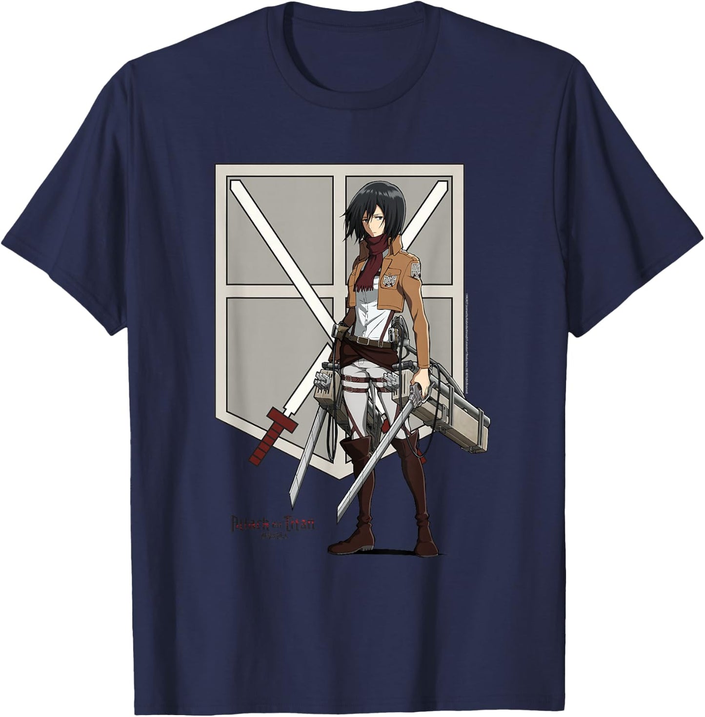 Attack on Titan Eren with Shield AOT Anime T-Shirt - T-Shirt | Navy