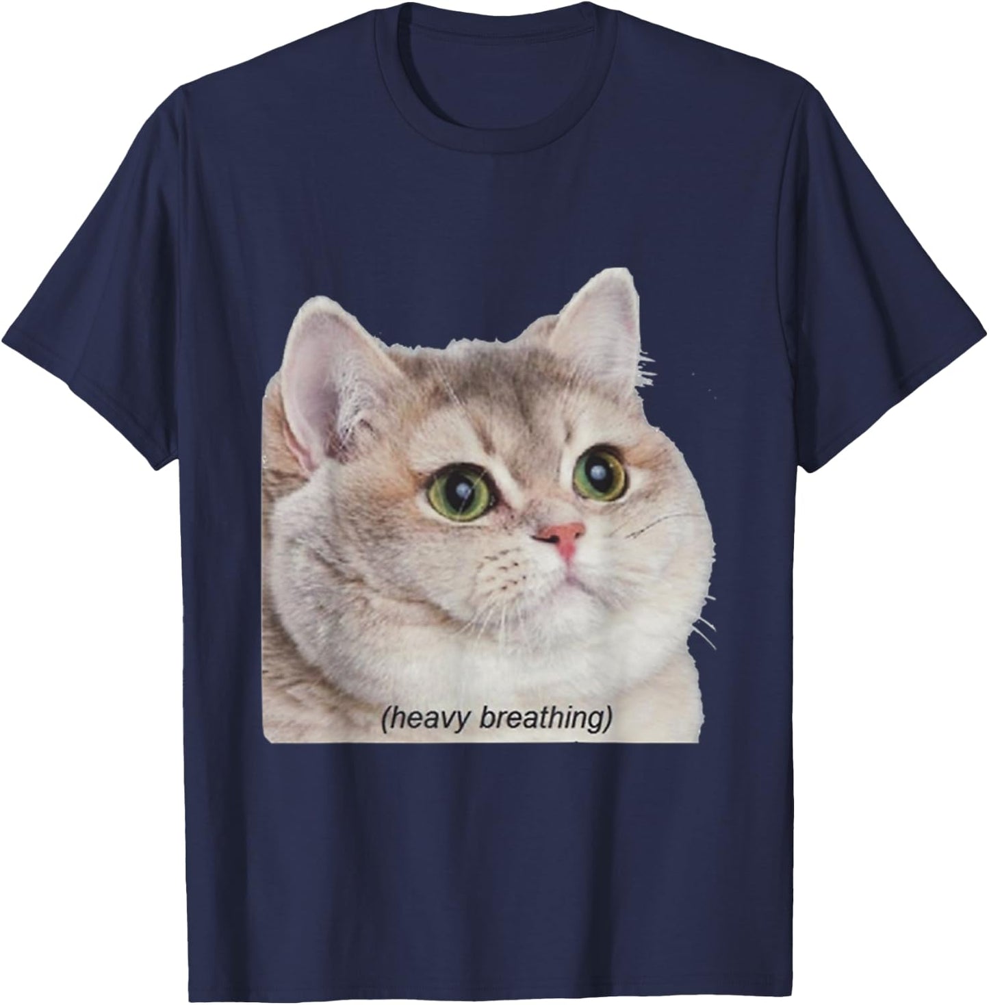 Heavy Breathing Cat Shirt Women T-Shirt - T-Shirt | Navy