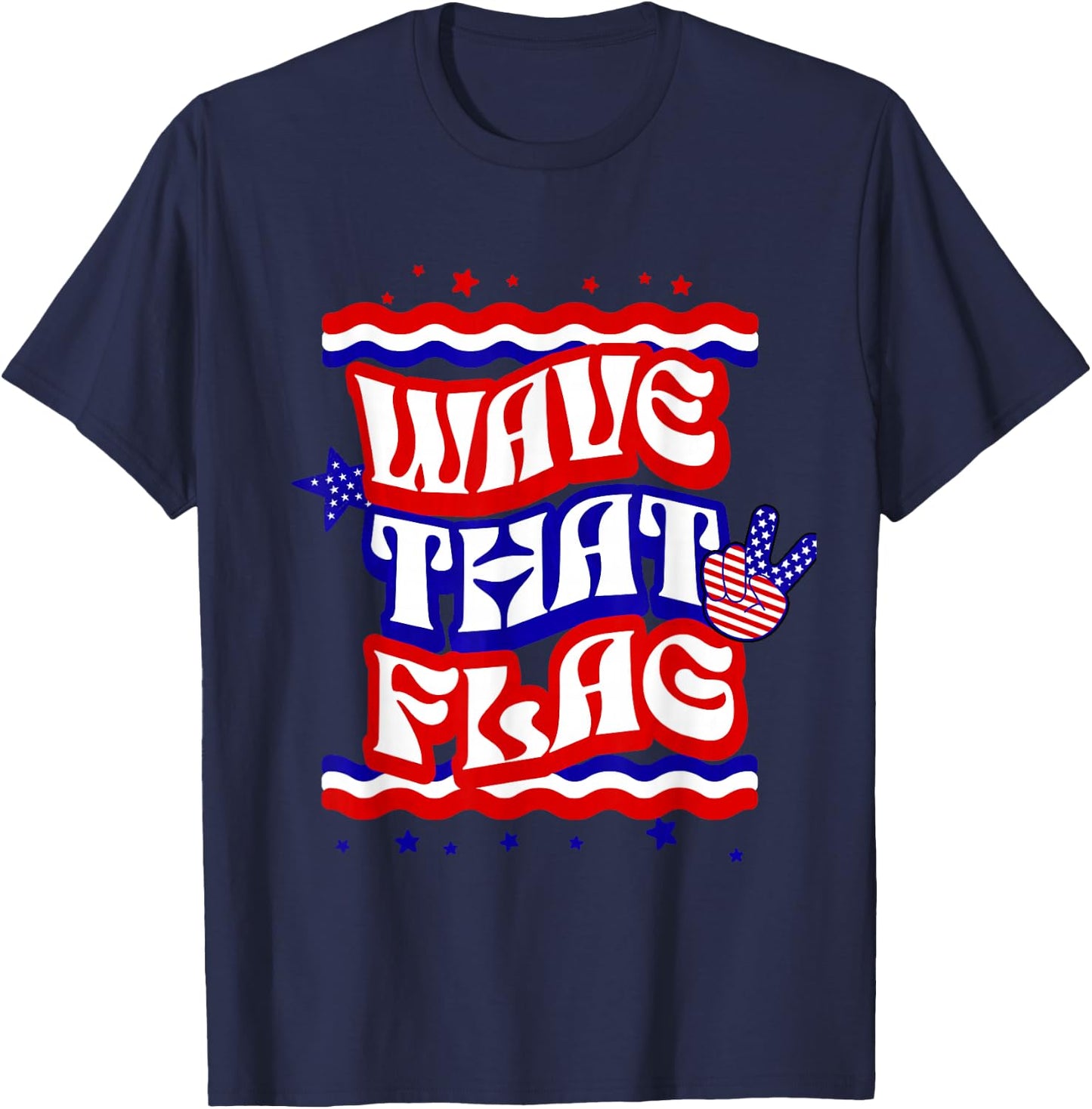 Hippie 4th of July Wave that Flag USA Independence Day Kids Men T-Shirt - T-Shirt | Navy