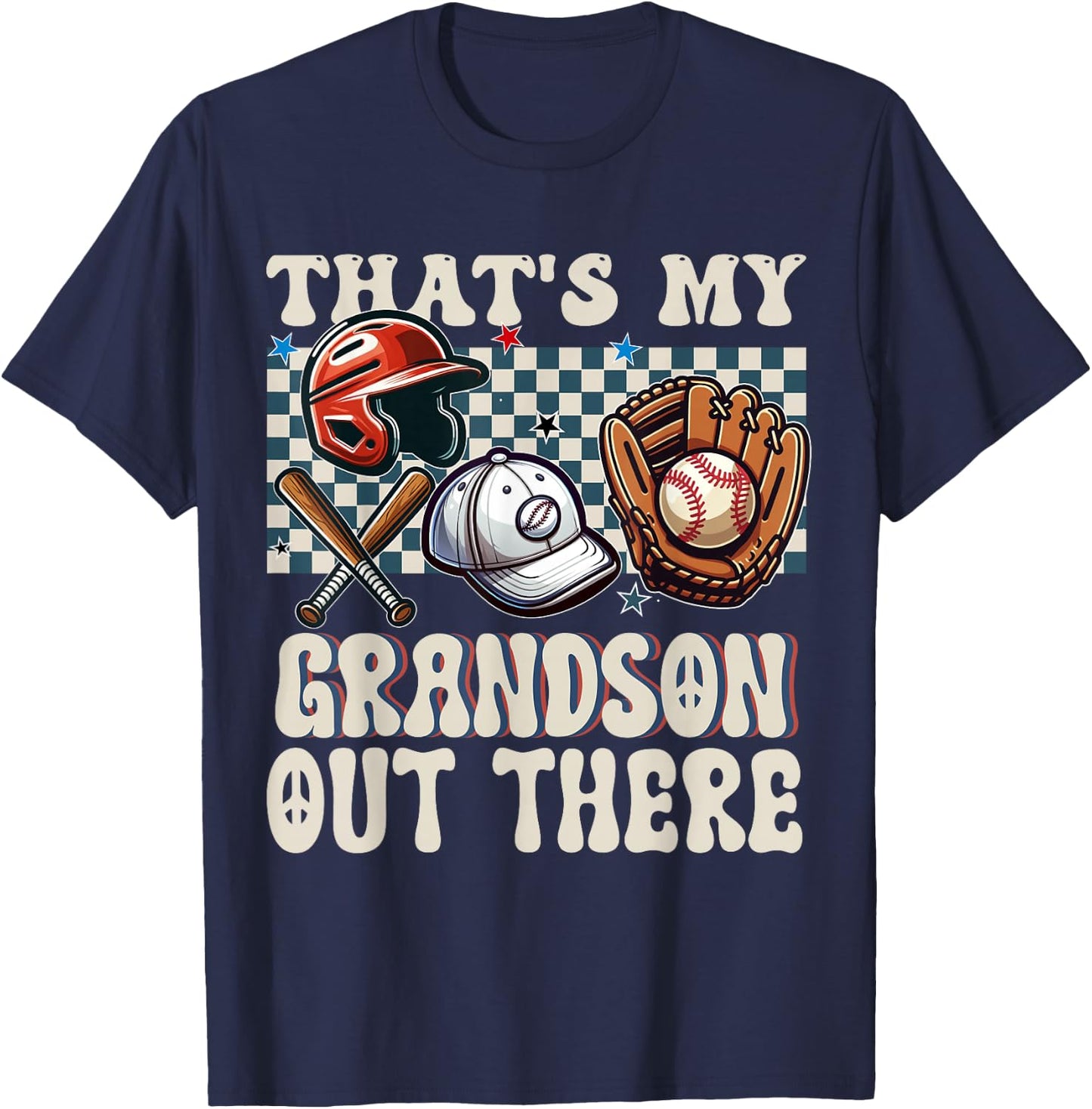 That's My Grandson Out There Baseball For Grandpa Grandma T-Shirt - T-Shirt | Navy