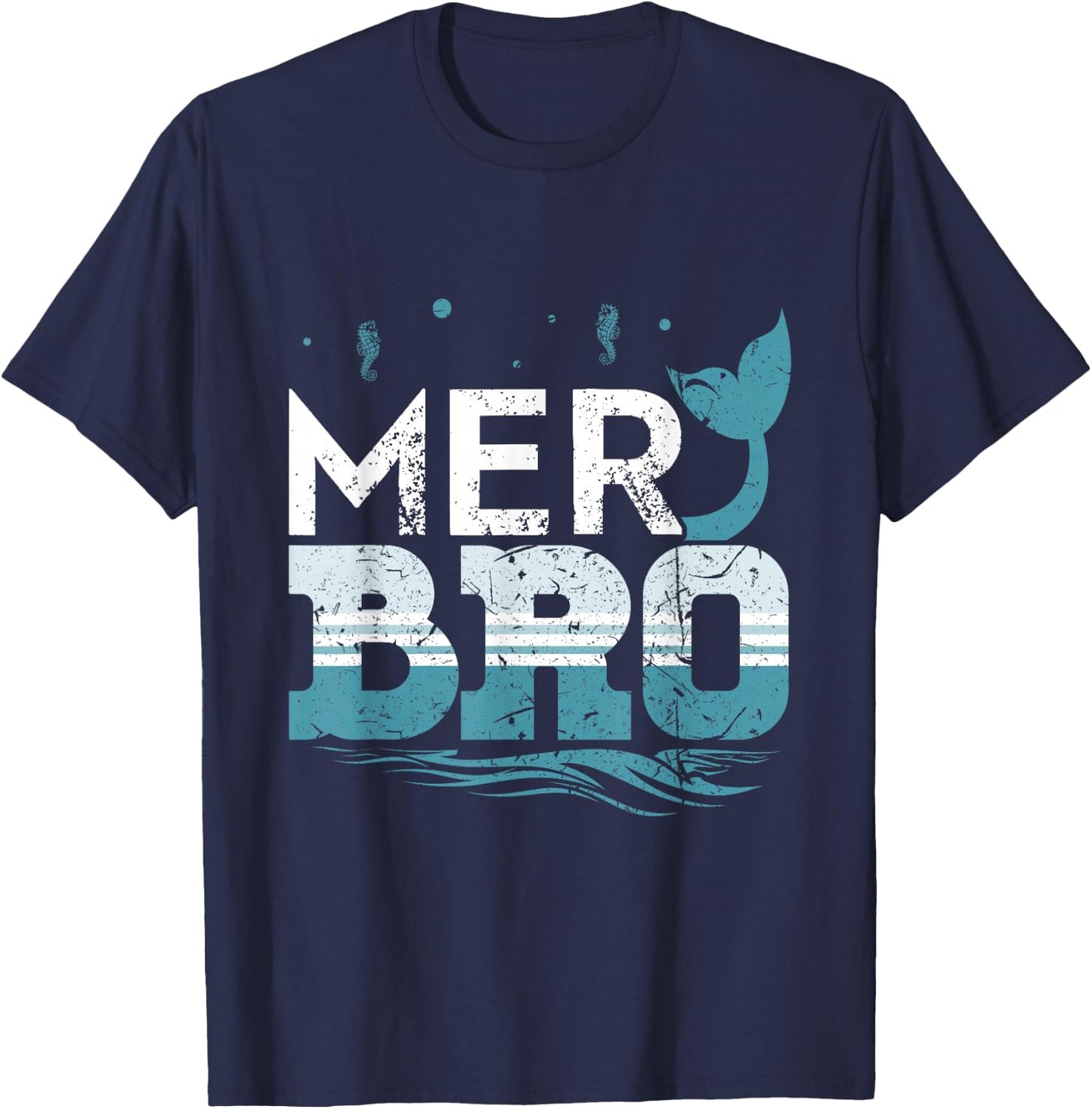 Merbro Brother of a Mermaid Boy and Toddlers Kids Merman T-Shirt - T-Shirt | Navy