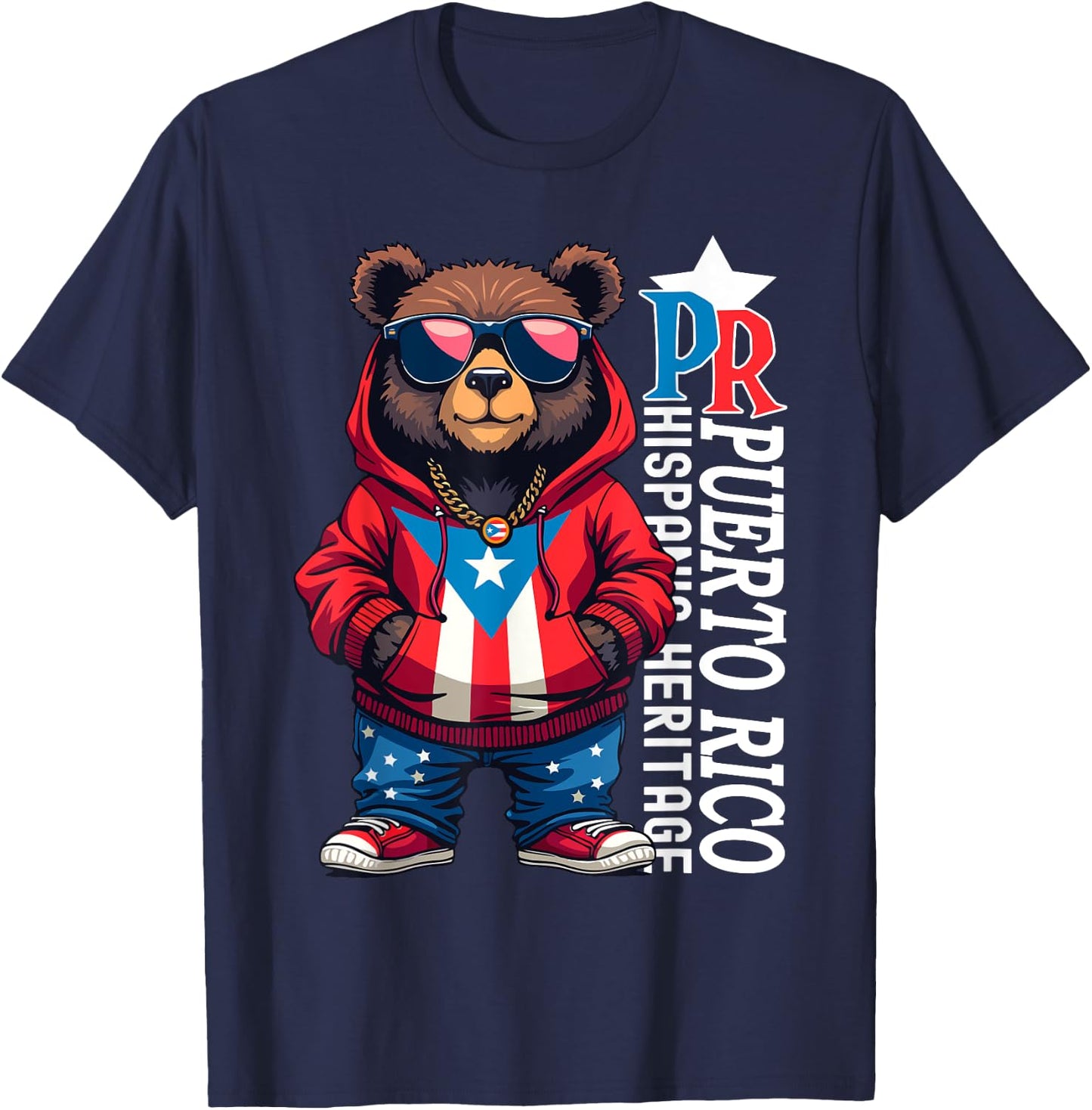 Cute Teddy Bear Puerto Rico Flag Boricua Puerto Rican Kids T-Shirt - T-Shirt | Navy