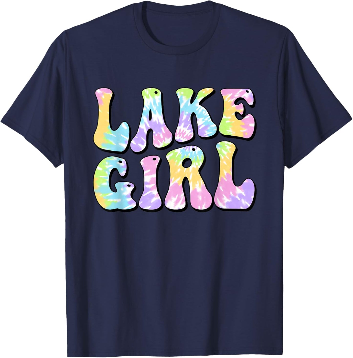 Lake Girl Fun Fishing Boating Sailing Women Girl Kids T-Shirt - T-Shirt | Navy
