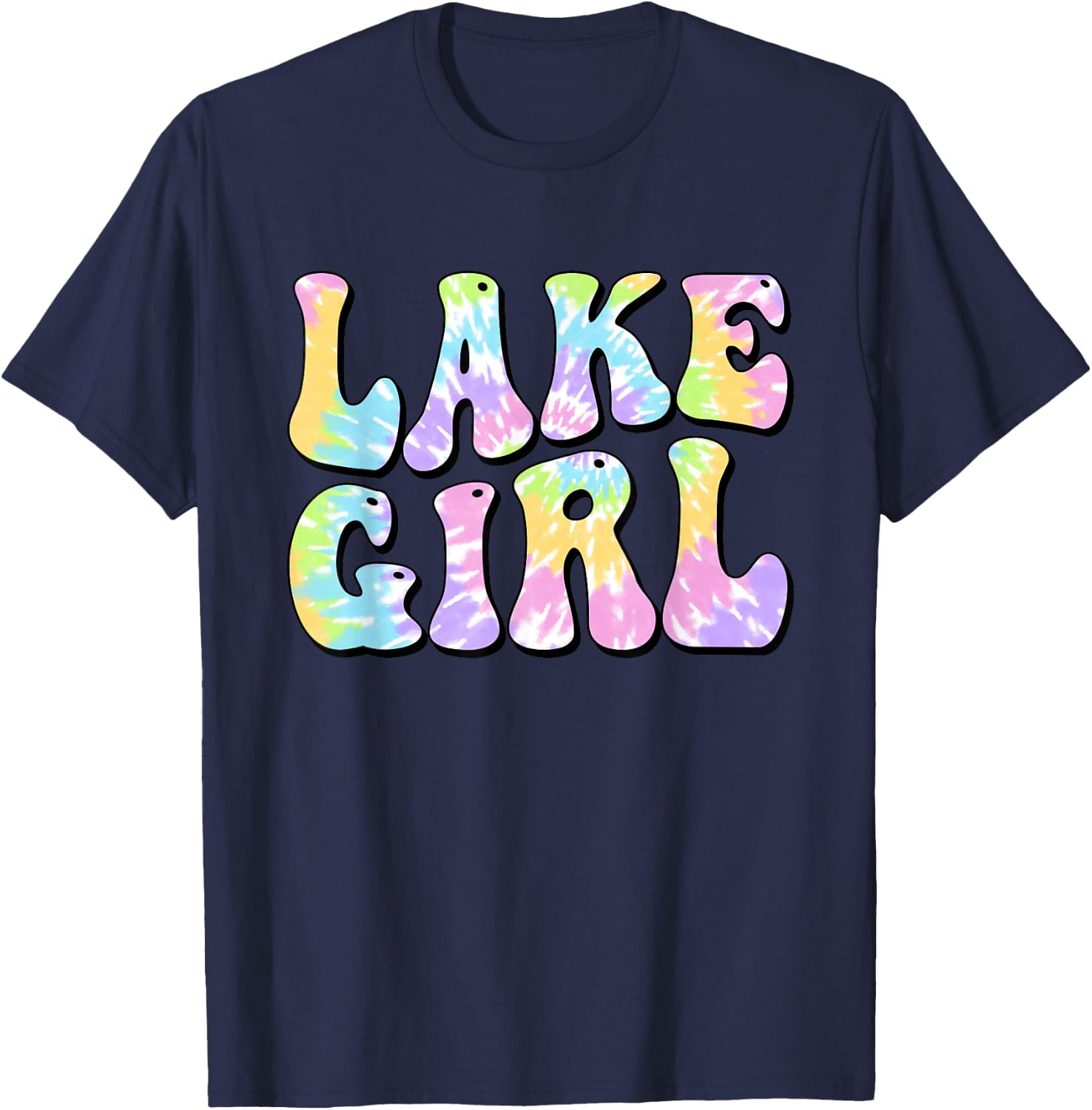 Lake Girl Fun Fishing Boating Sailing Women Girl Kids T-Shirt - T-Shirt | Navy