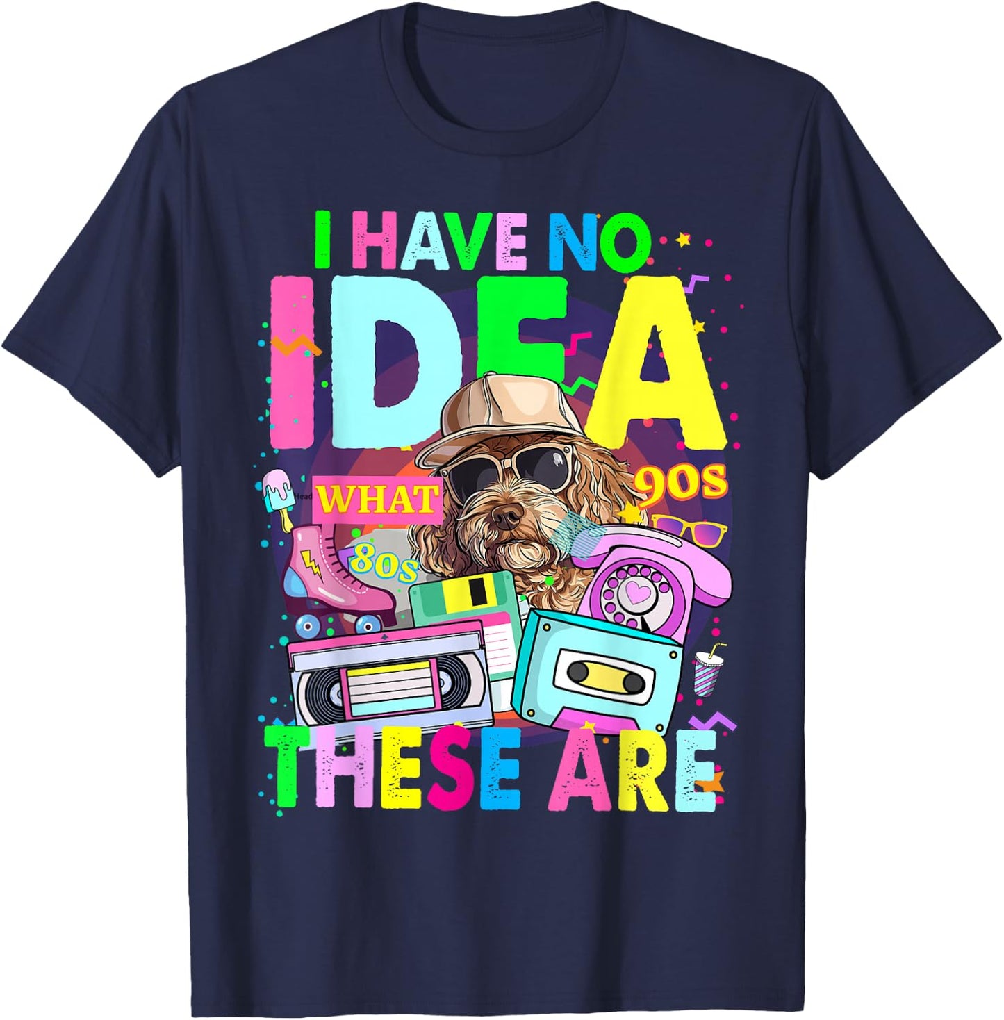 1980s Decade Outfit Idea for Kids & Novelty Girls 90s Themed T-Shirt - T-Shirt | Navy