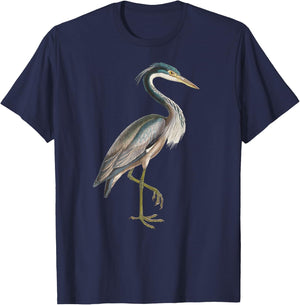 Heron Shirt Water Bird Lover Blue Heron coastal birds T-Shirt - T-Shirt | Navy