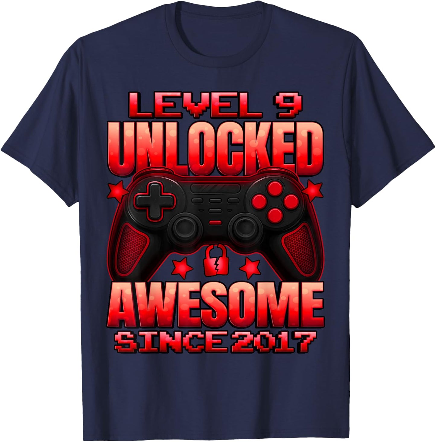 Level 9 Unlocked 9 Year Old Gifts for Boys 9th Birthday Boy T-Shirt - T-Shirt | Navy