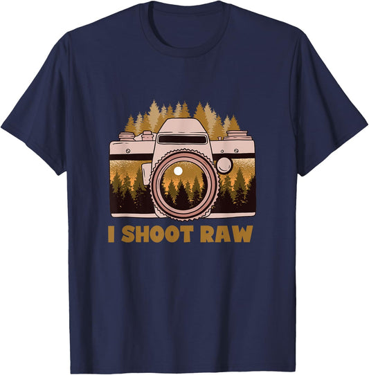I Shoot Raw Nature Photography T-Shirt - T-Shirt | Navy