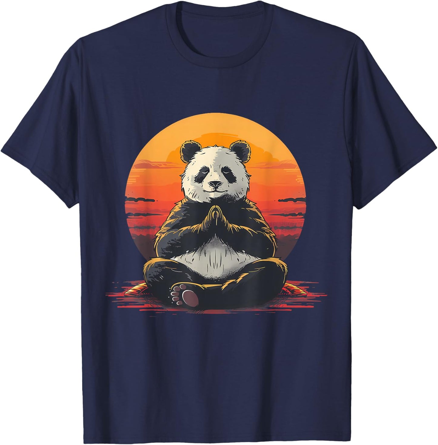 Meditation Bear Zen Buddha Hindu Buddhist Sunset Yoga T-Shirt - T-Shirt | Navy