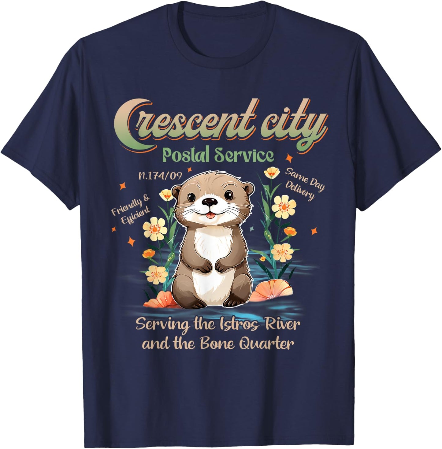 Crescent City Messenger Otter Crescent City Gift T-Shirt - T-Shirt | Navy