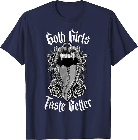 Goth Girls Taste Better - Gothic Alt Aesthetic T-Shirt - T-Shirt | Navy